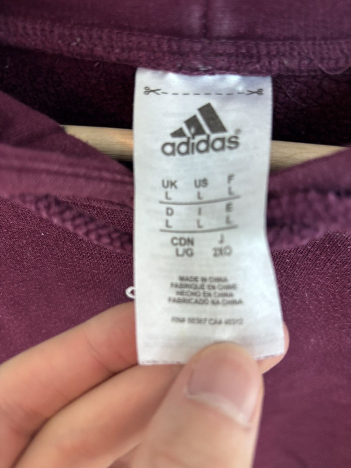 Adidas Adidas burgundy hoodie Size US L / EU 52-54 / 3 - 4 Thumbnail