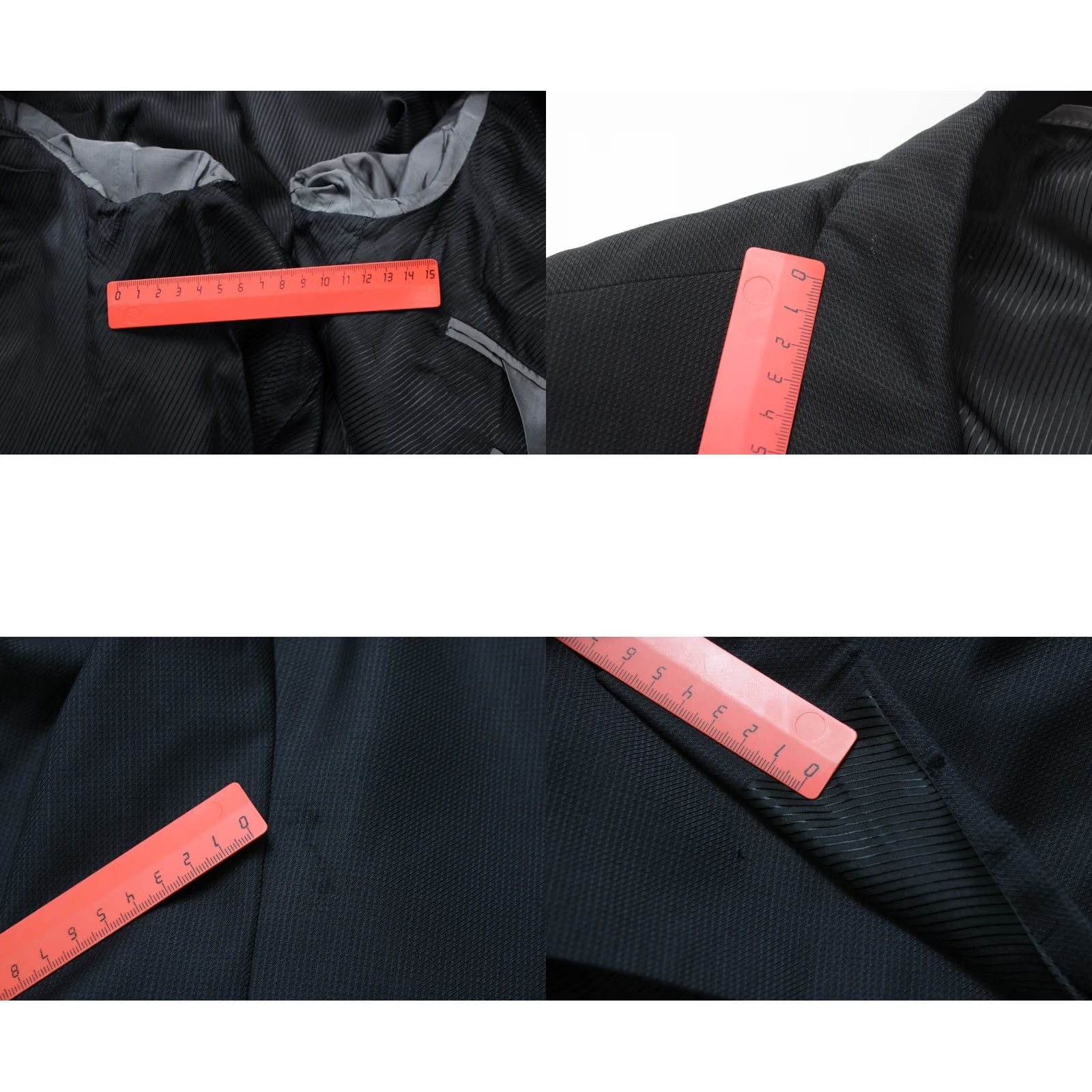 Hugo Boss HUGO BOSS Blazer James3/Sharp5 Wool Patterned Single Breasted Men's US 44 Black Notch Lapel Logo Patterned Wool Blazer Mens Size 44R - 9 Thumbnail