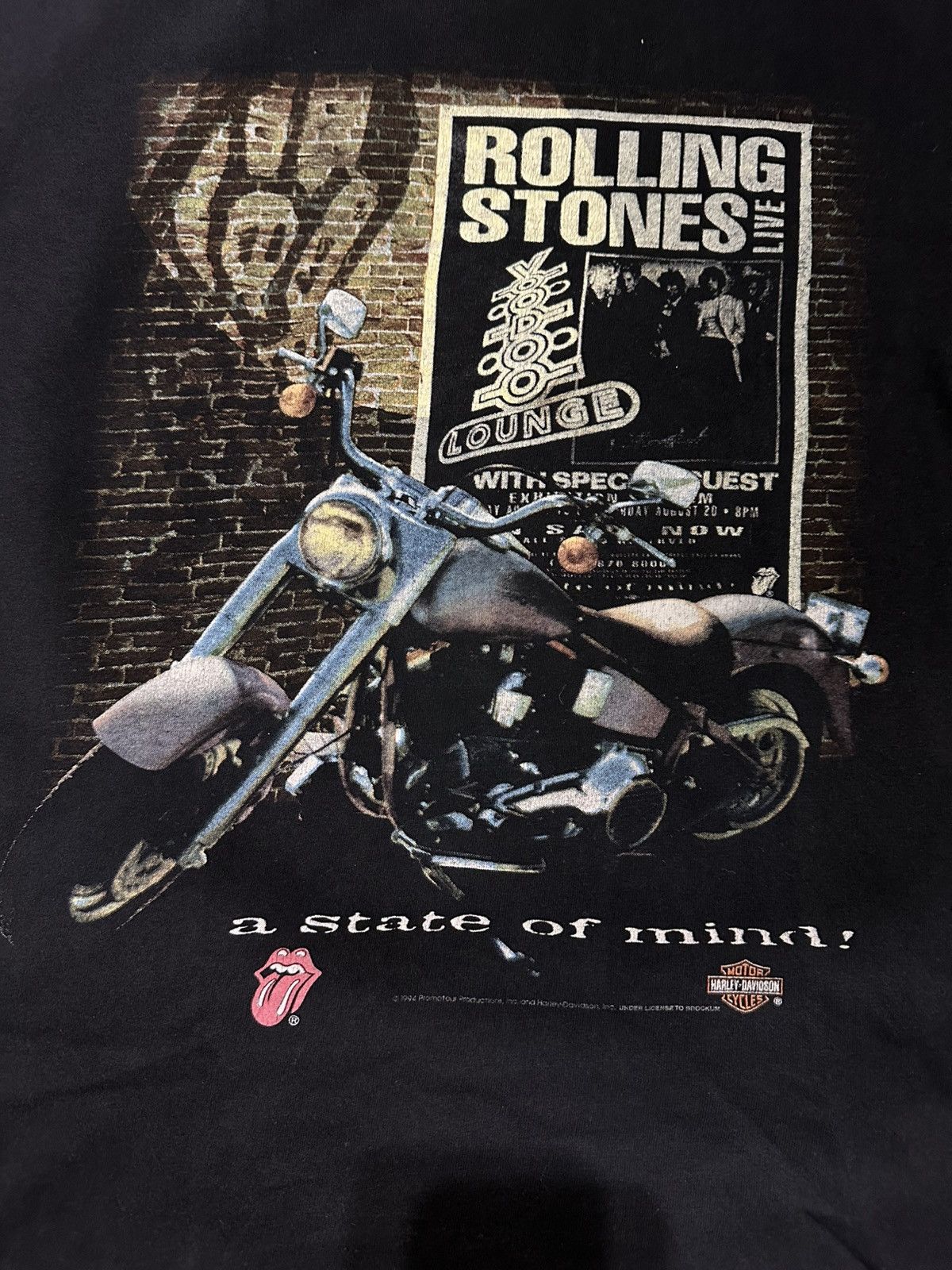 The Rolling Stones Vtg 90’s Stones Voodoo Lounge X Harley Davidson TShirt Size US L / EU 52-54 / 3 - 5 Thumbnail