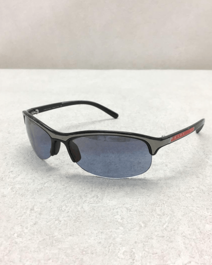 Prada × Vintage PRADA Sunglasses Rectangle Wrap Shield Metal Symbole Sport Size ONE SIZE - 1 Thumbnail