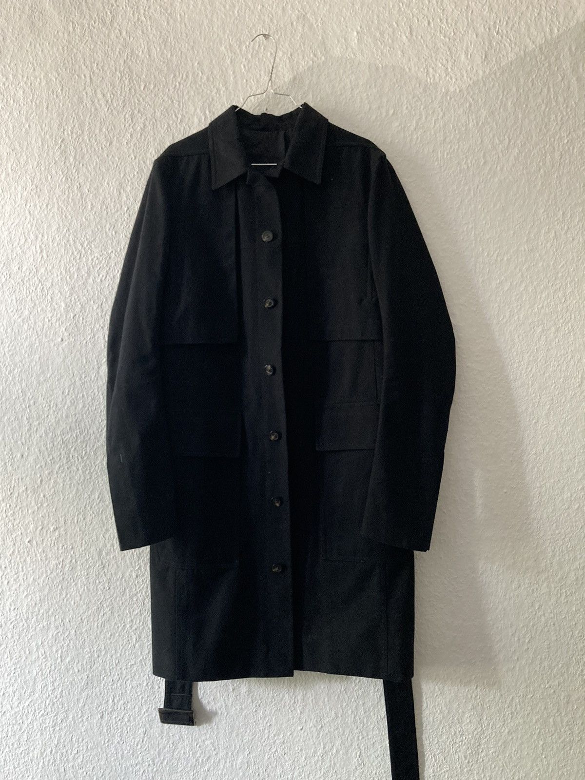 Pre-owned Rick Owens Fw19 „larry“ Paneled Gabardine Trench Coat