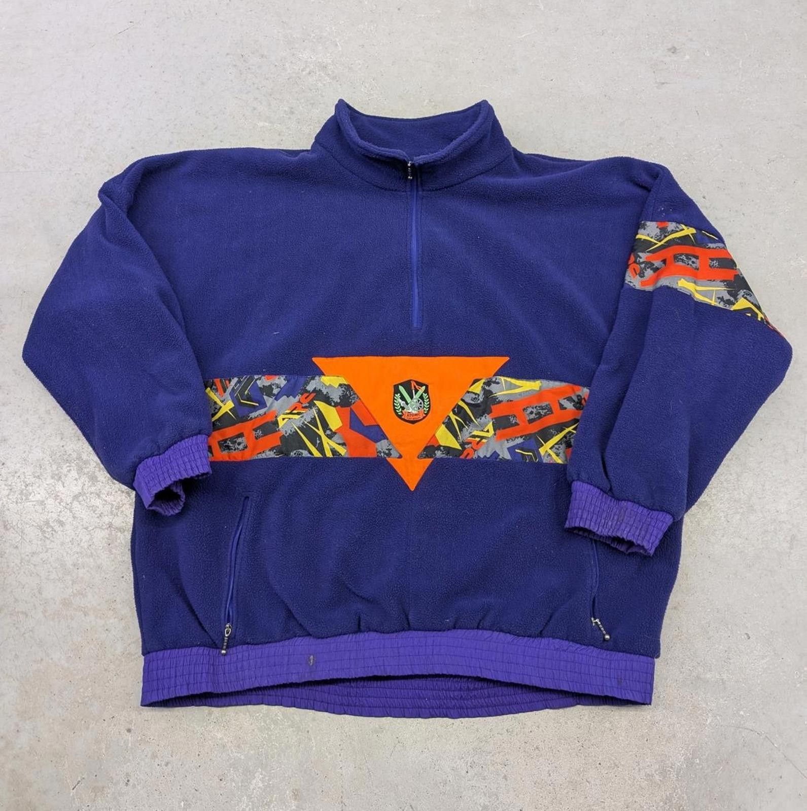 Vintage Vintage 90s Atomic Sportswear Purple Orange Fleece Sweater Size US XL / EU 56 / 4 - 1 Thumbnail