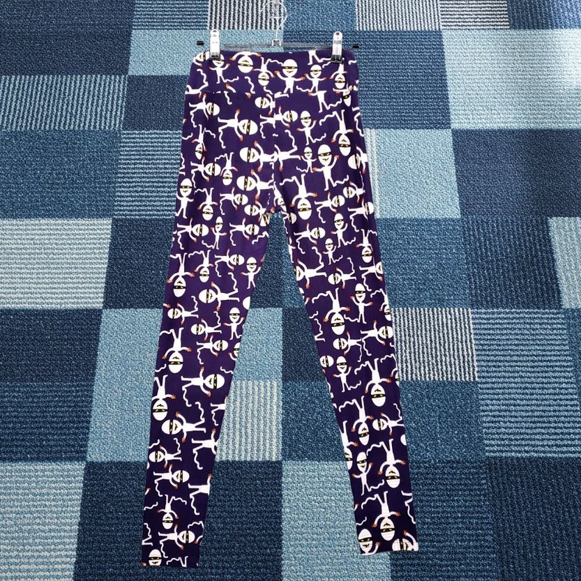 Vintage LuLaRoe Leggings Womens One Size Purple Halloween Mummy Print Stretch Pull On Size 42" / US 20 - 1 Thumbnail