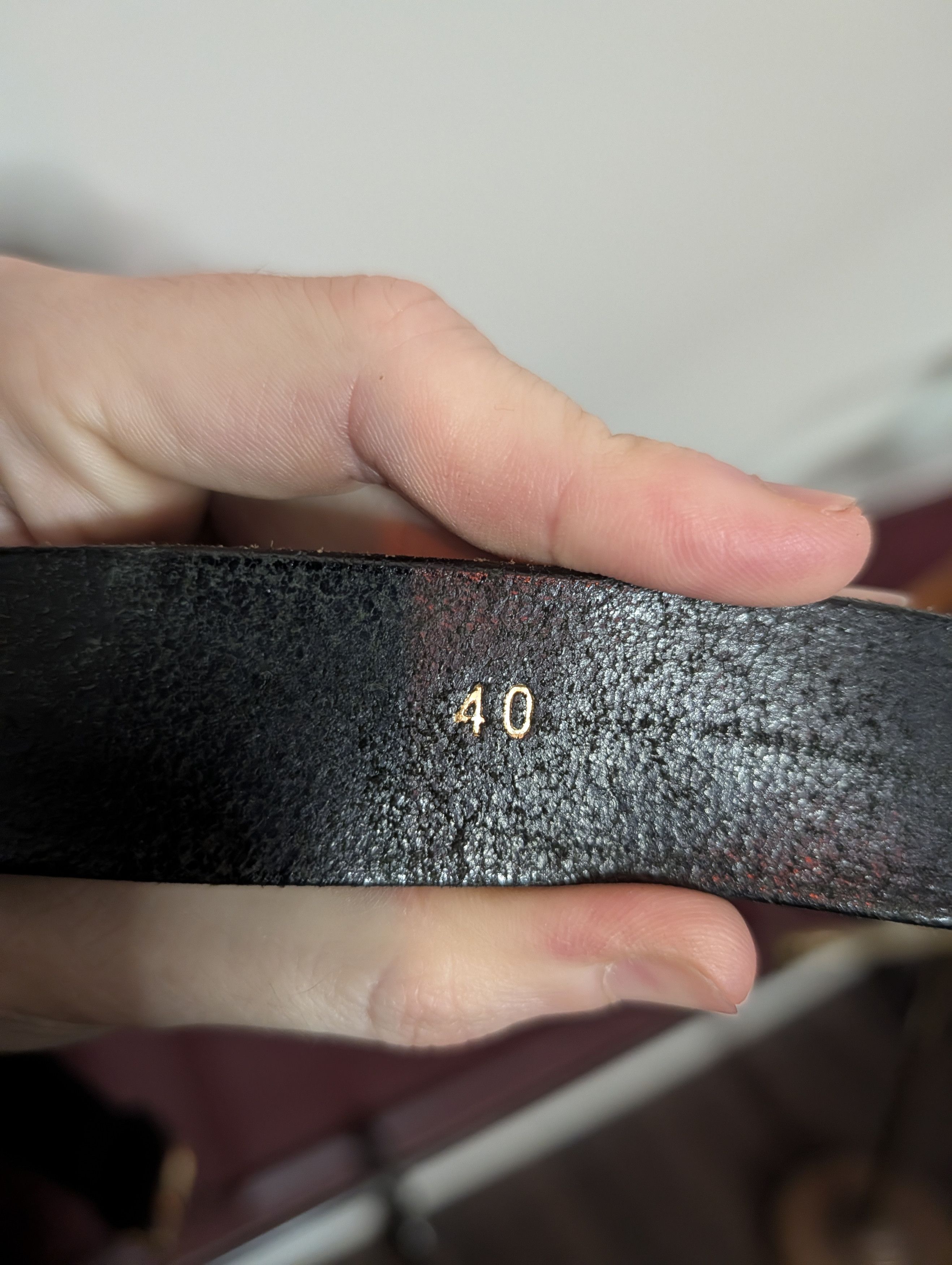 Boston Traders BOSTON LEATHER Black leather made in USA gold belt Size 40 - 8 Thumbnail