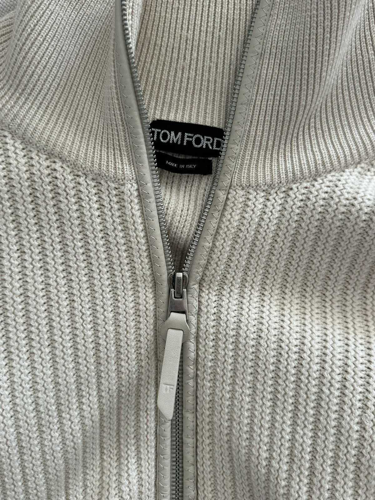 Tom Ford TOM FORD Cashmere Wool Zip Cardigan Leather Trim Size US S / EU 44-46 / 1 - 3 Thumbnail