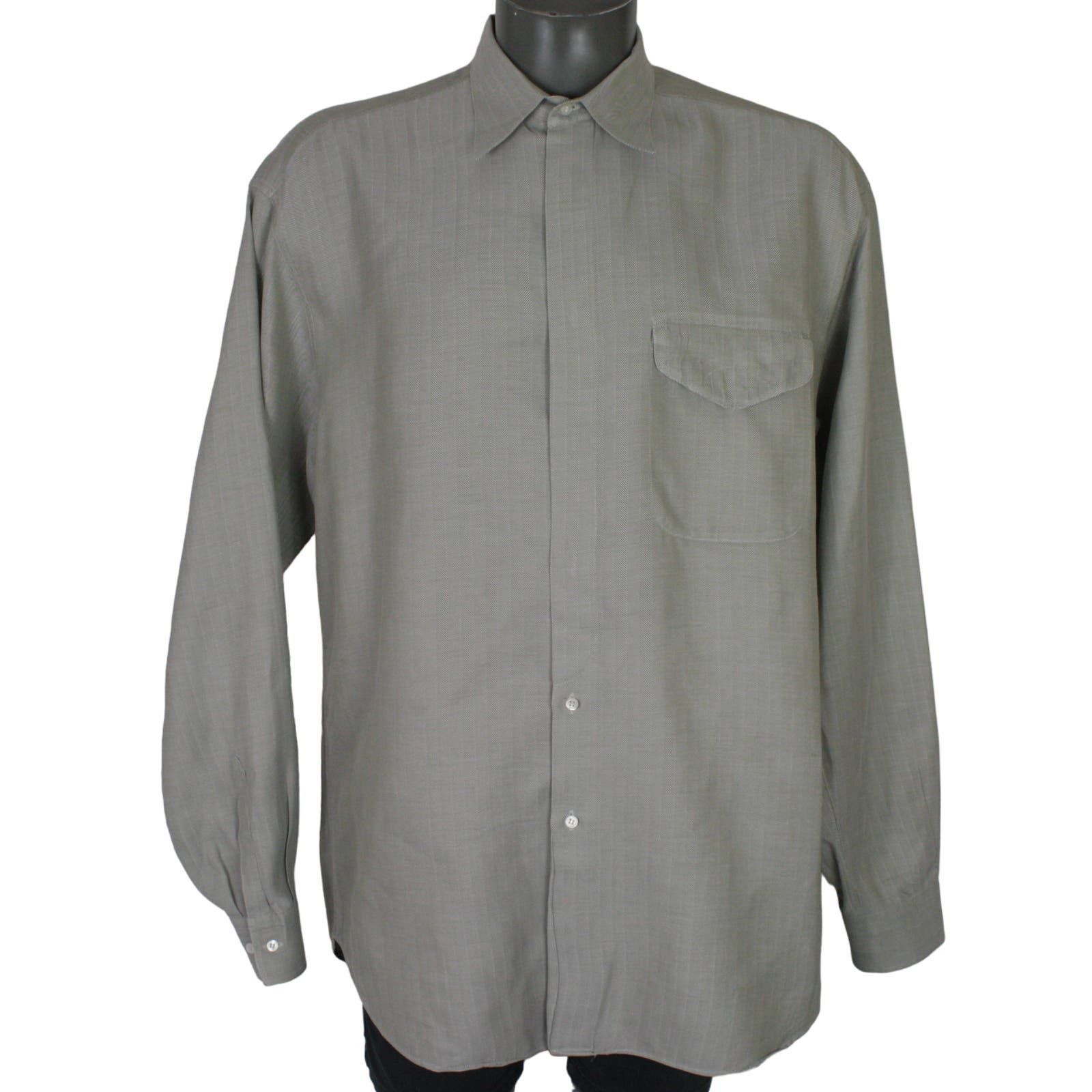 Salvatore Ferragamo Vintage Salvatore Ferragamo Herringbone Button Up Shirt XXL Size US XXL / EU 58 / 5 - 1 Thumbnail