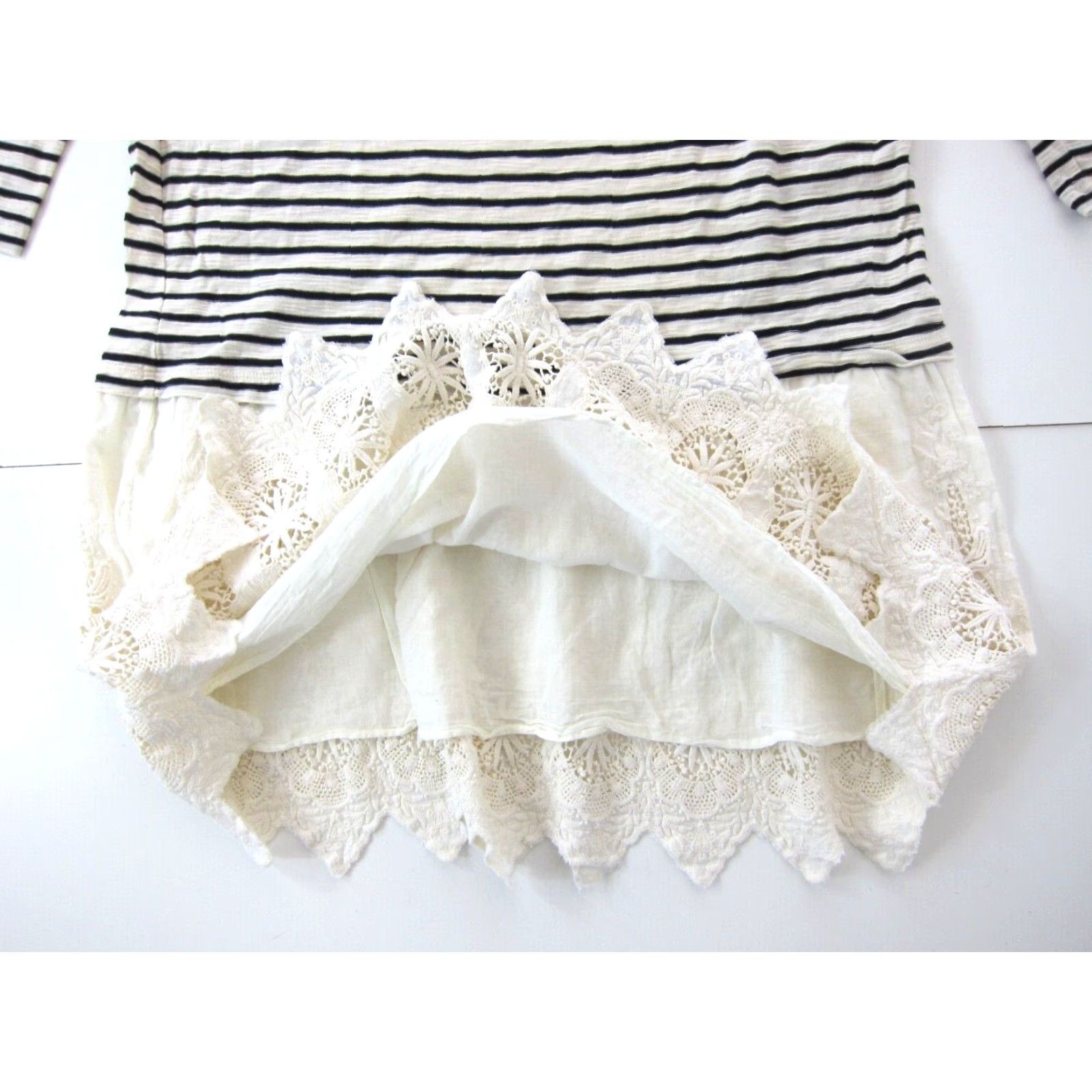 Soft Surroundings Soft Surroundings Shirt Womens M Ivory Stripe 3/4 Sleeve Tunic Dress Cotton Embroidered Midi Dress Size M / US 6-8 / IT 42-44 - 7 Thumbnail