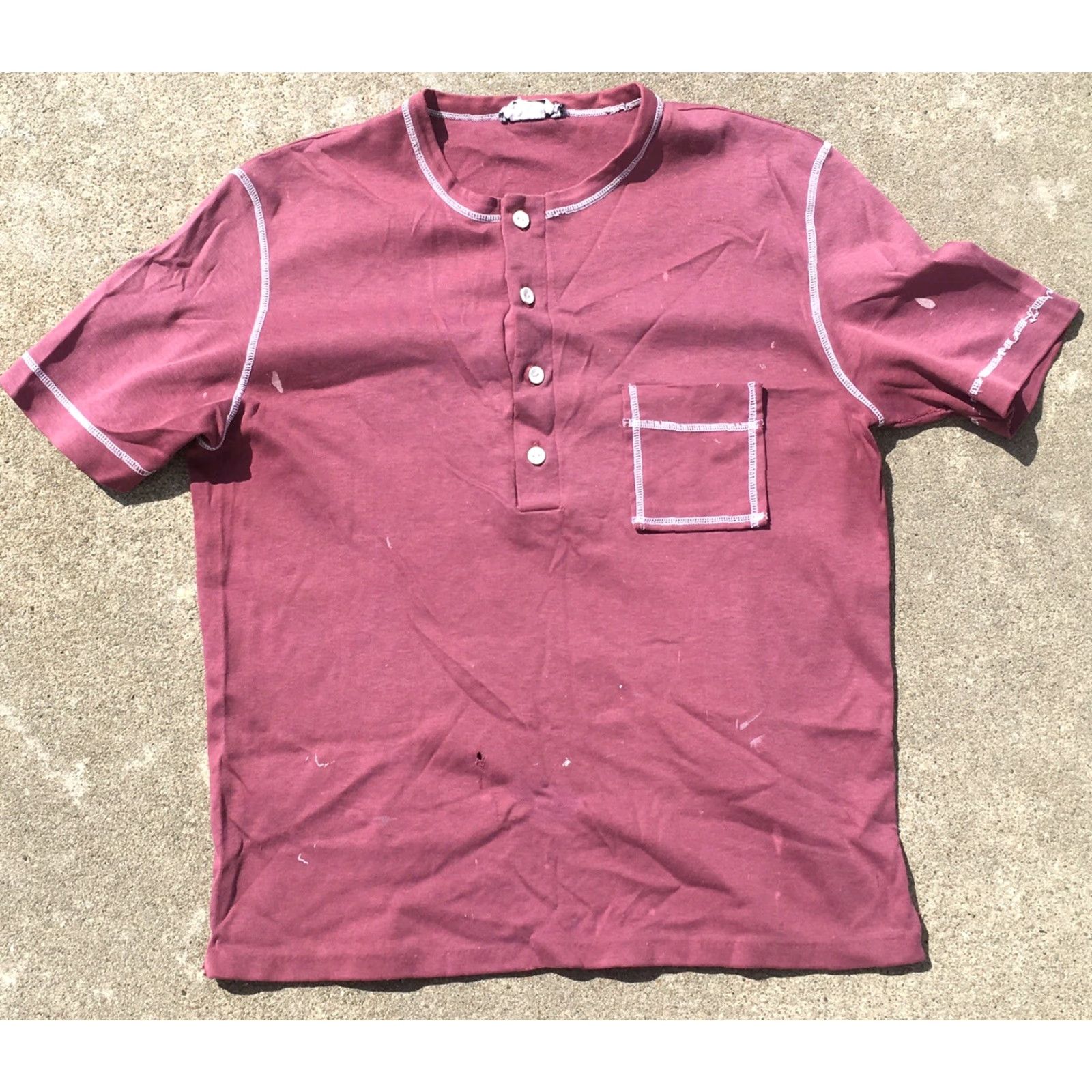Vintage Vintage Grant Crest California Henley Pocket Tee Shirt Worn Mens M/L Short Sleeve 1960s Style Buttonback Pocket Tee Size US M / EU 48-50 / 2 - 3 Thumbnail