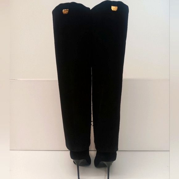 Balmain Balmain Arielle Black Suede Knee High Boots - EU36/US6 Size US 6 / IT 36 - 3 Thumbnail