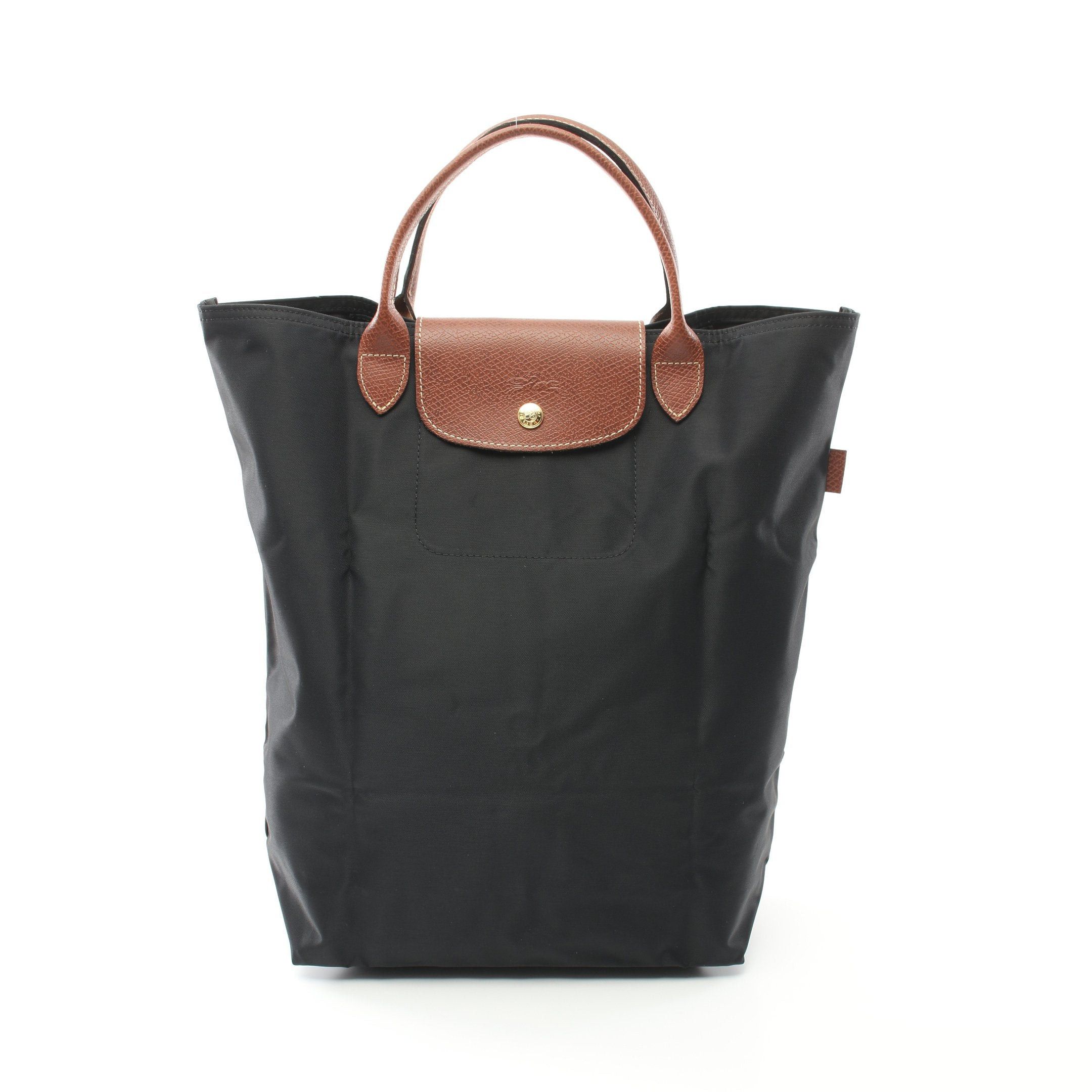 Longchamp Longchamp Le Preage Original M Shopping Bag Handbag Tote Nylon Leather Black Brown Size ONE SIZE - 1 Thumbnail