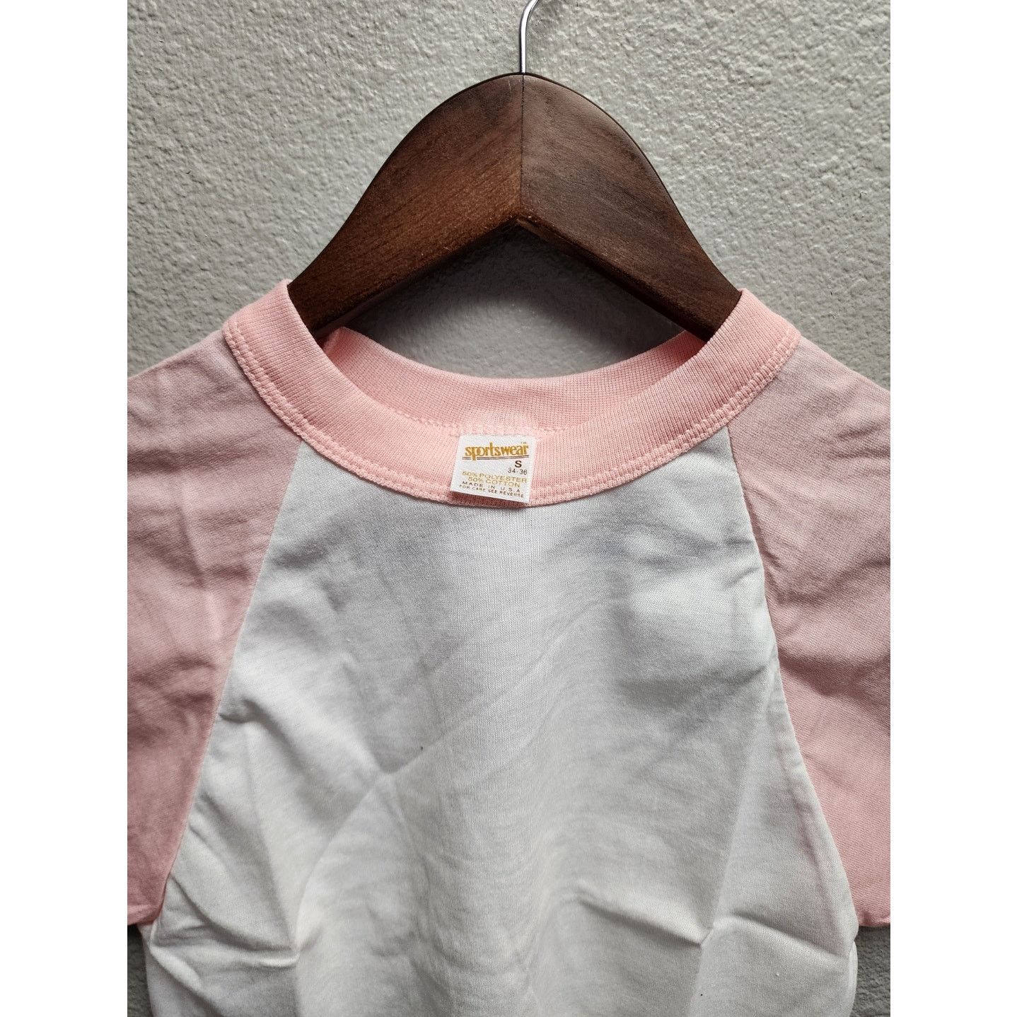 Other 80s Vintage Pink White Cropped Tee Sportswear Made in USA S Size S / US 4 / IT 40 - 2 Thumbnail