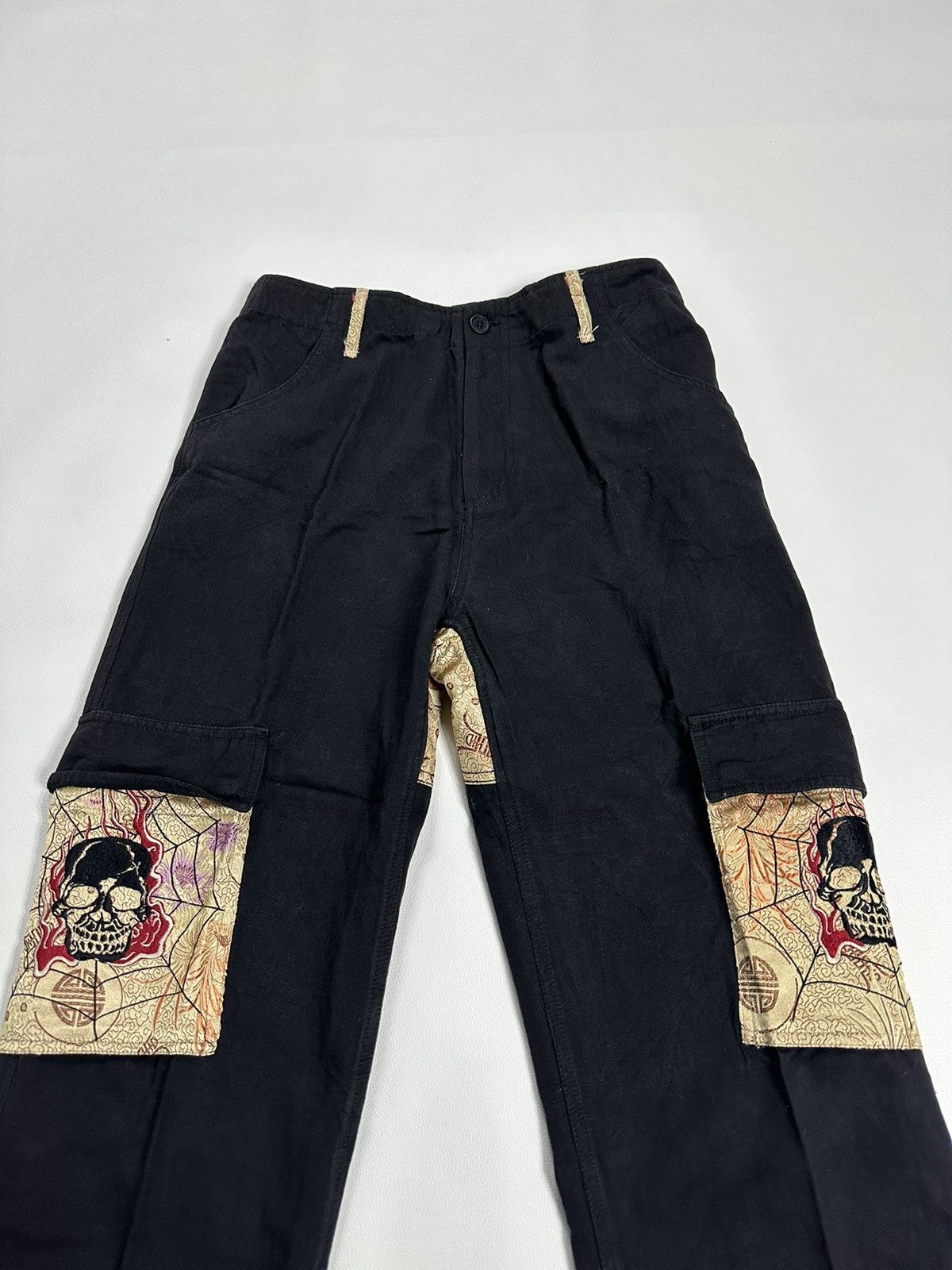 Japanese Brand SATORI Cargo Spider Web Skeleton Embroidered Pants Size US 30 / EU 46 - 2 Thumbnail