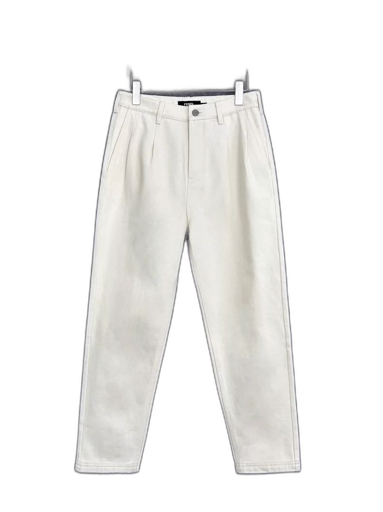 Fendi FENDI White Straight Leg Denim Pants for Men Size US 31 - 1 Thumbnail
