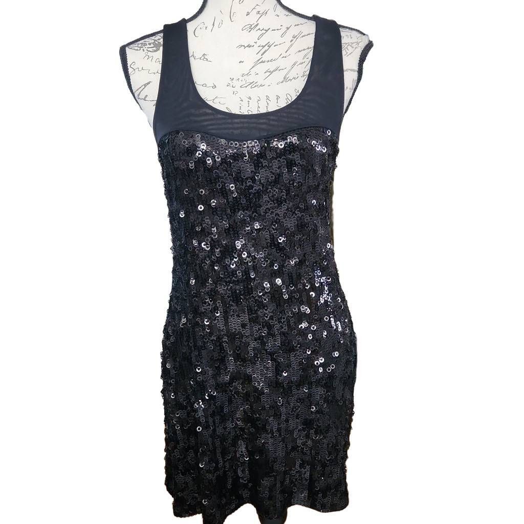 Express Express Women's Size Small Black Sequin Mini Tank Dress Size S / US 4 / IT 40 - 1 Thumbnail