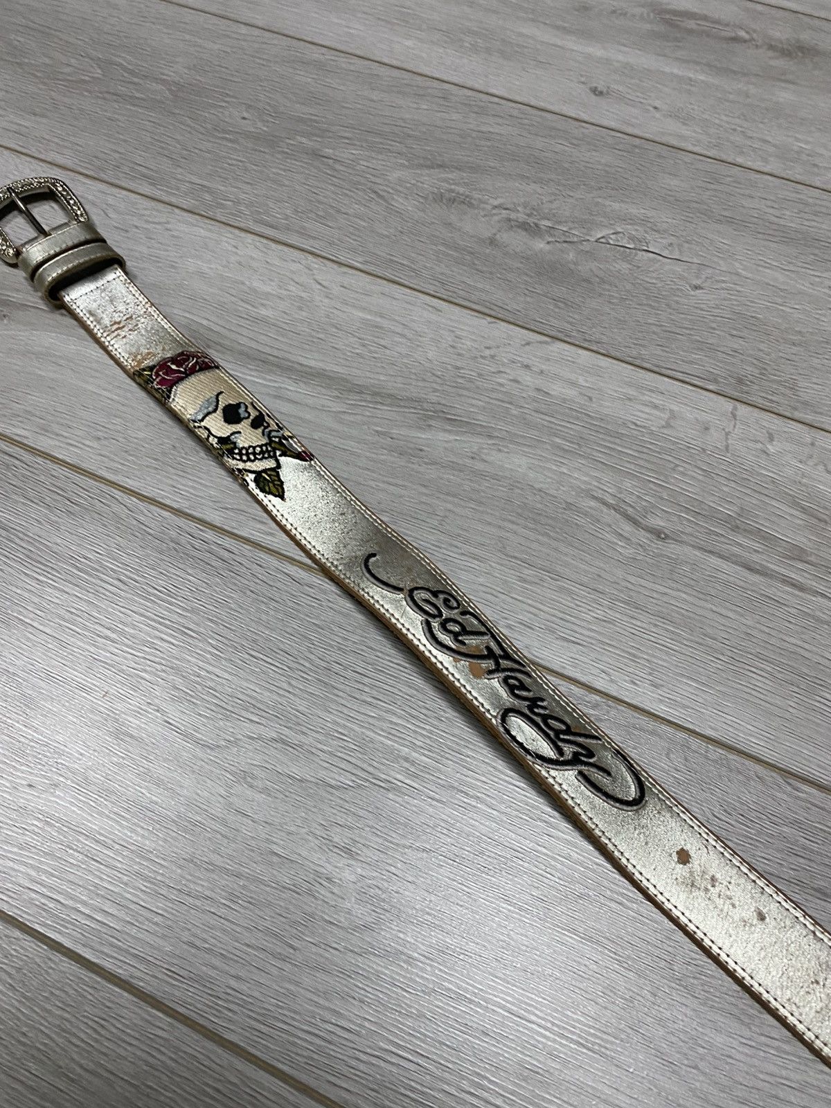 Ed Hardy Ed Hardy vintage skull 💀crazy spell out vintage leather belt Size ONE SIZE - 5 Thumbnail