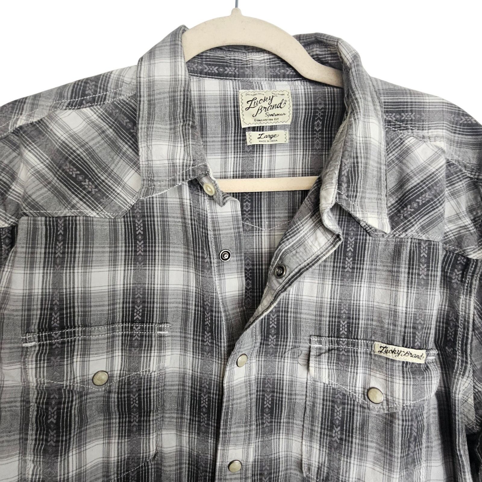 Lucky Brand Lucky Brand Mens Western Shirt L Snap Plaid Cowboy Country Size US L / EU 52-54 / 3 - 2 Thumbnail