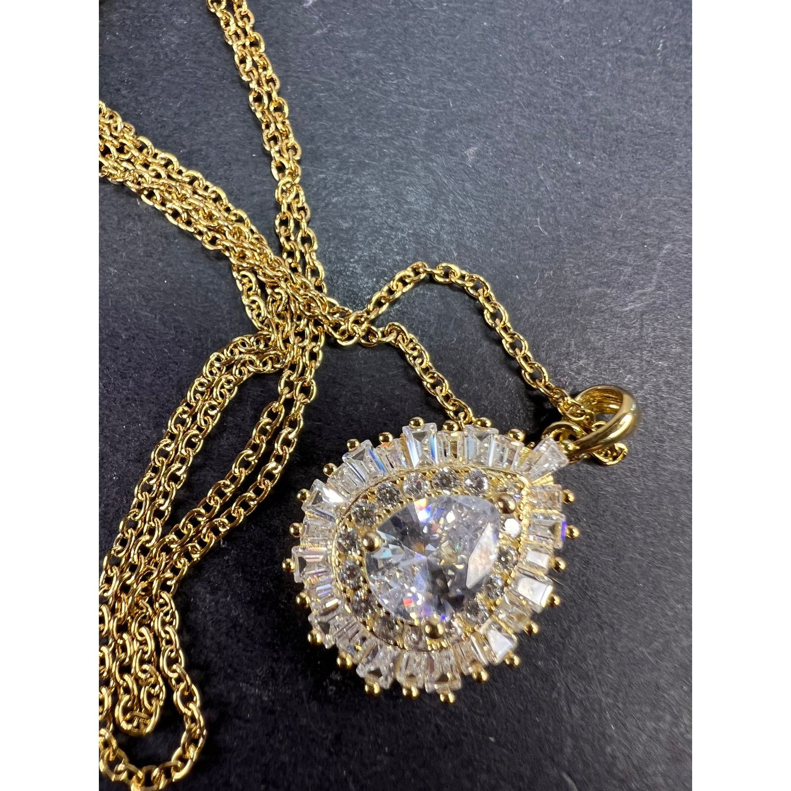 Other CZ ygp over 925 pendant with ygp over stainless steel chain Size ONE SIZE - 1 Thumbnail