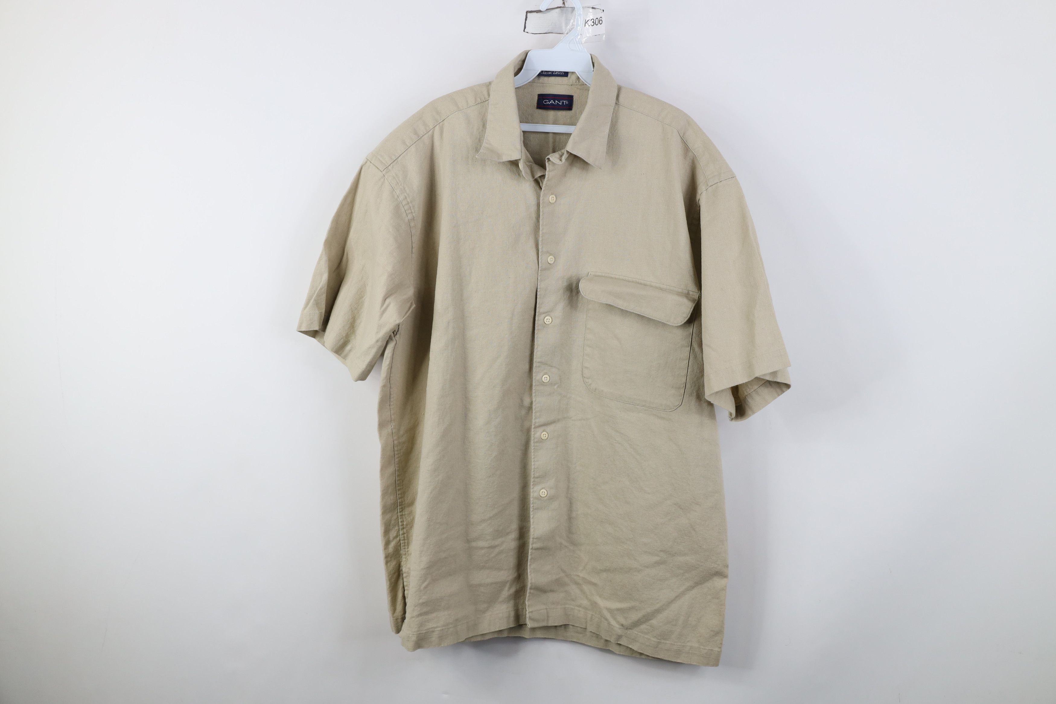 Vintage Vintage 90s Streetwear Heavy Linen Short Sleeve Button Shirt Size US L / EU 52-54 / 3 - 1 Thumbnail