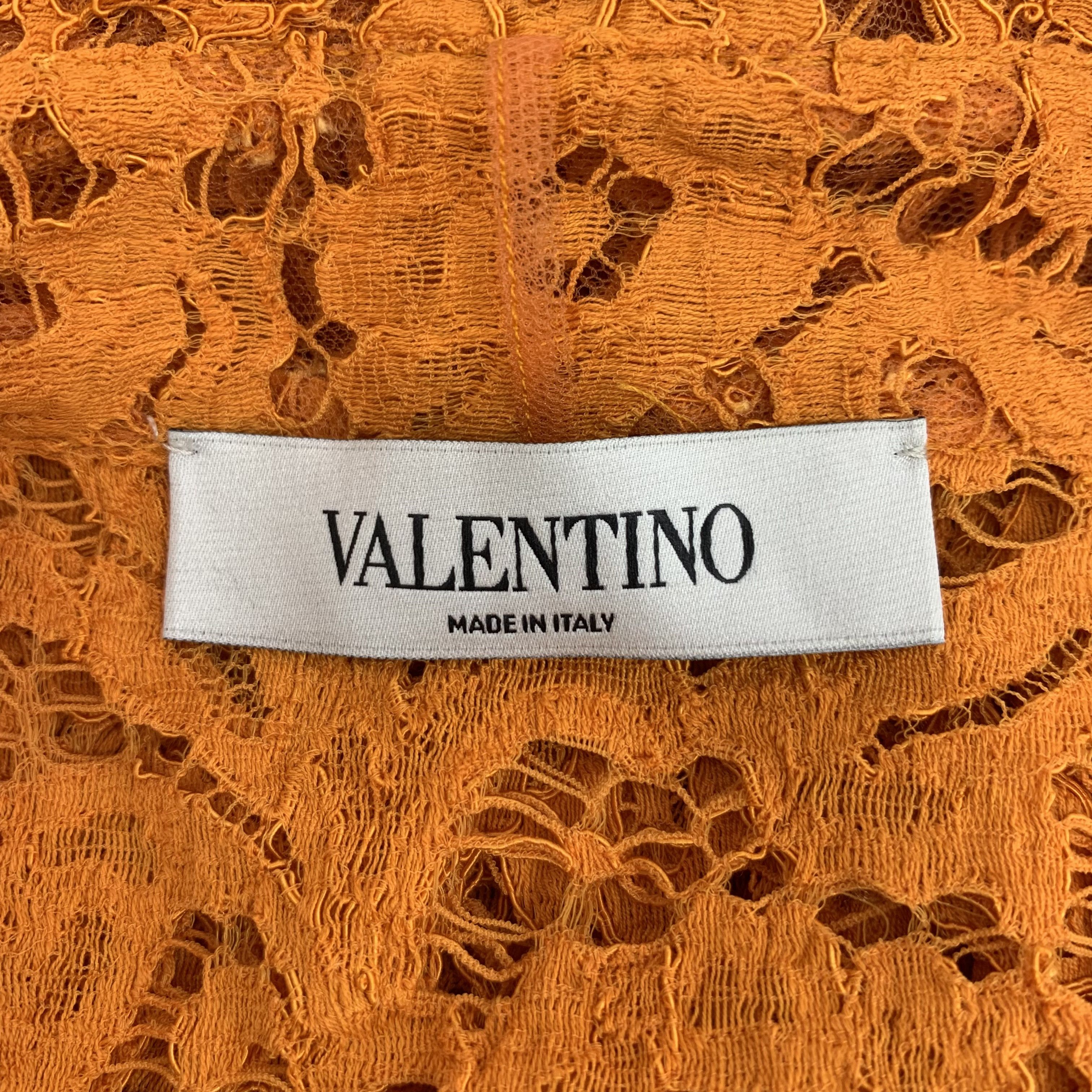 Valentino Valentino Orange Lace Cotton Shirt (S) Size S / US 4 / IT 40 - 2 Thumbnail