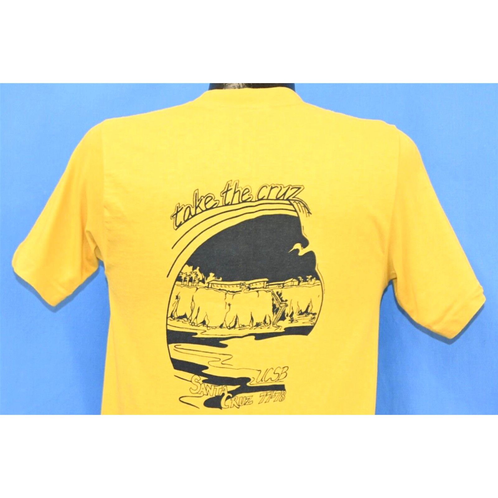 Image of VTG 70's Take The Cruz Santa Cruz Santa Barbara Cali '77-'78 Ucsb T-Shirt Small S in White, Men's