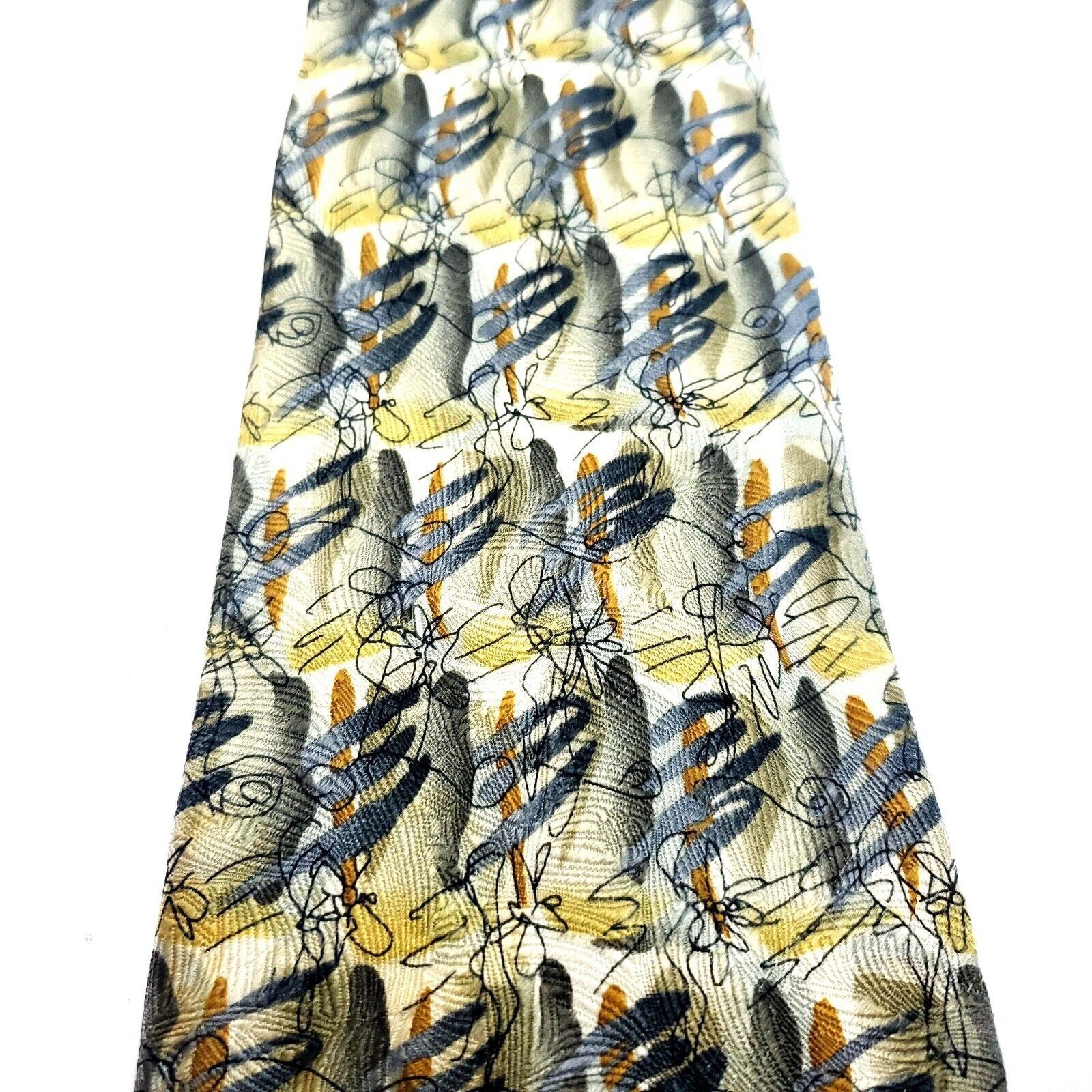 Other J. Garcia Beige Silk Tie Woven Wide Geometric Size ONE SIZE - 2 Thumbnail