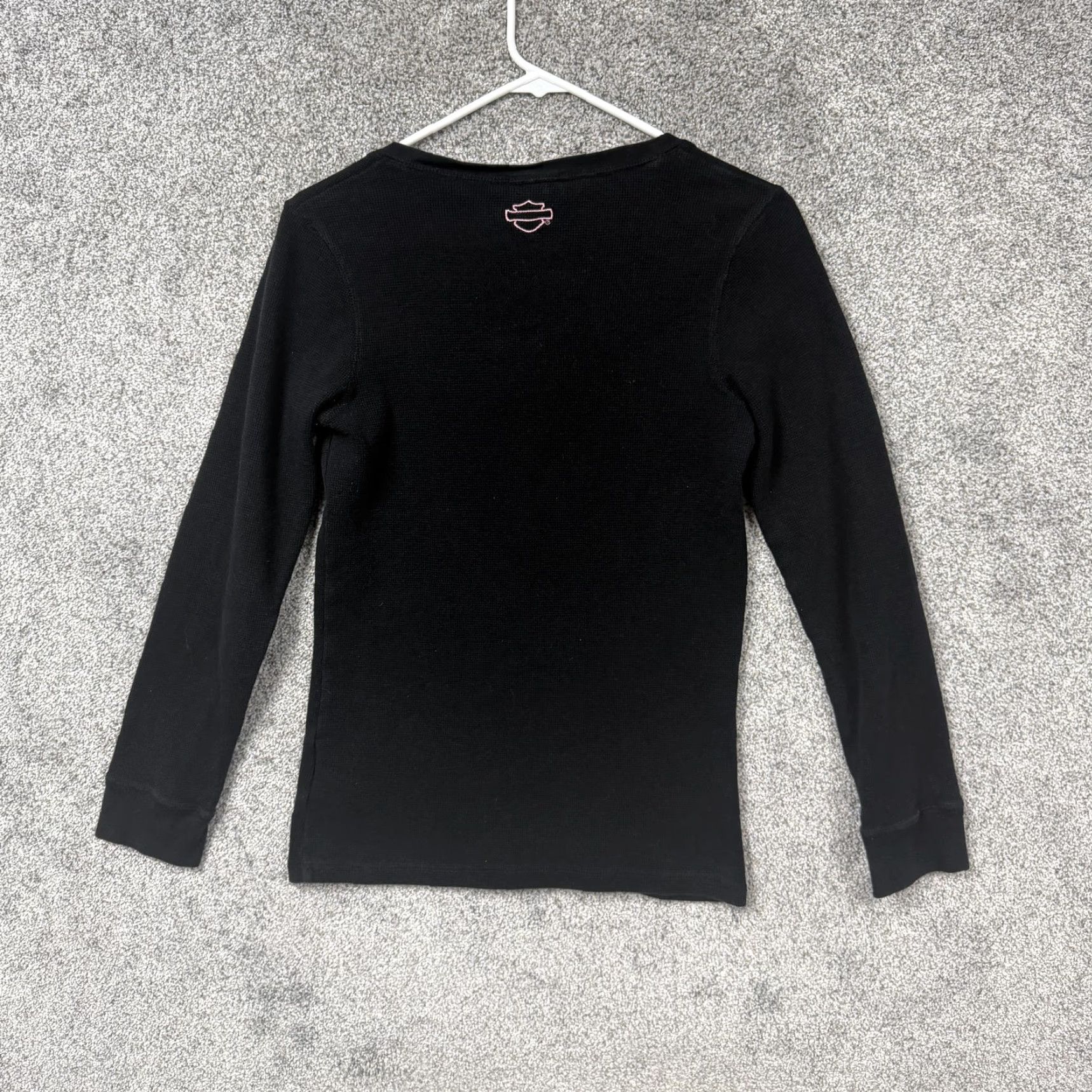 Harley Davidson Harley-Davidson Shirt Womens L Black Pink Thermal Henley Grunge Biker Moto Chic Size L / US 10 / IT 46 - 7 Thumbnail
