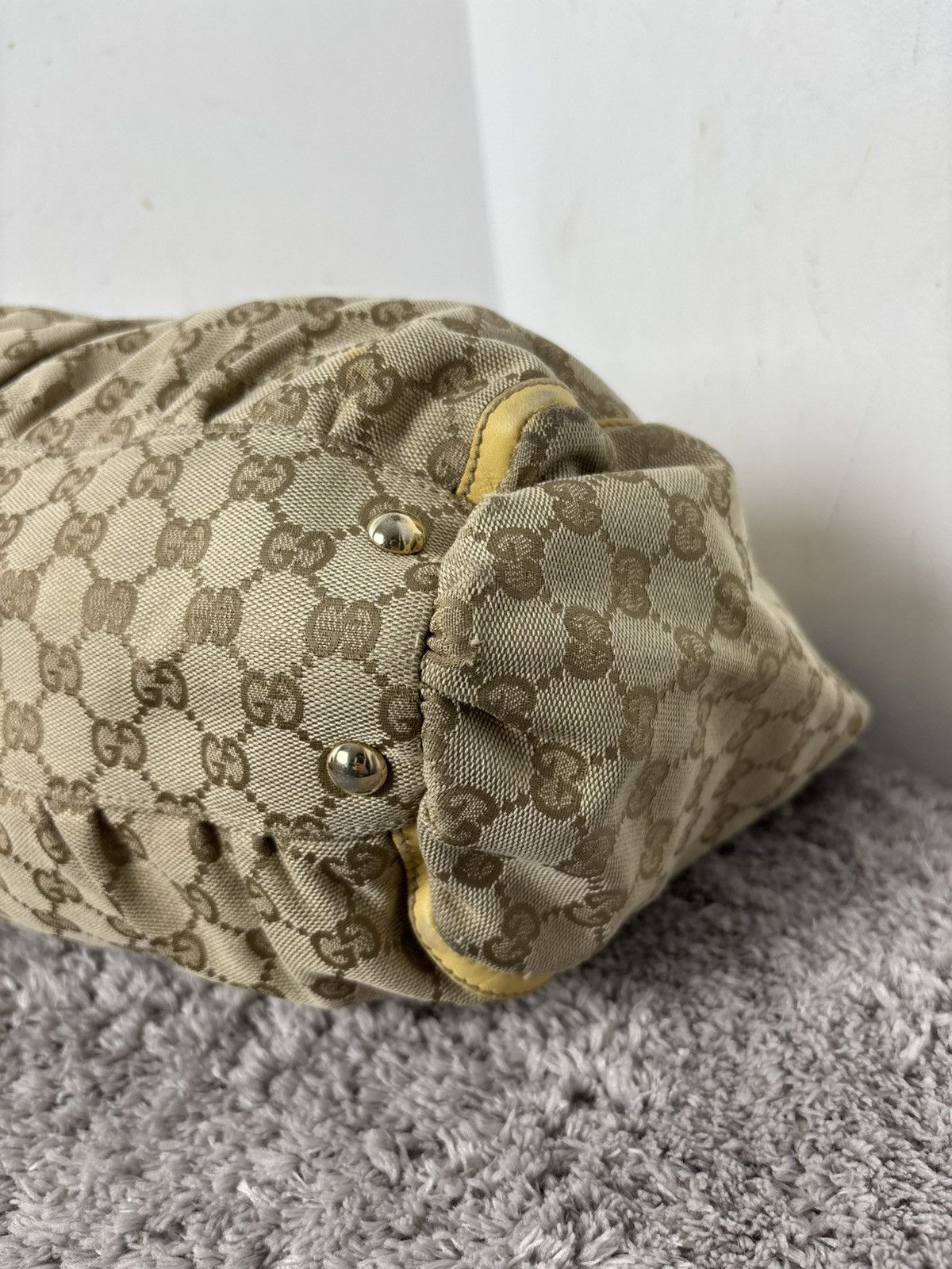 Gucci GUCCI GG Canvas Tote Bag Beige Gold Auth th540 Golden boston Size ONE SIZE - 14 Thumbnail