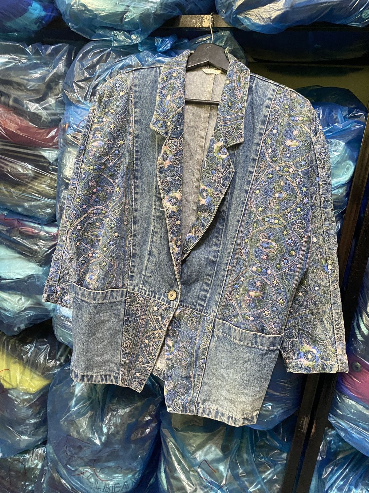 Indigo VINTAGE BOHO BORO SASHIKO JACKET MADE IN JAPAN Size US M / EU 48-50 / 2 - 2 Thumbnail