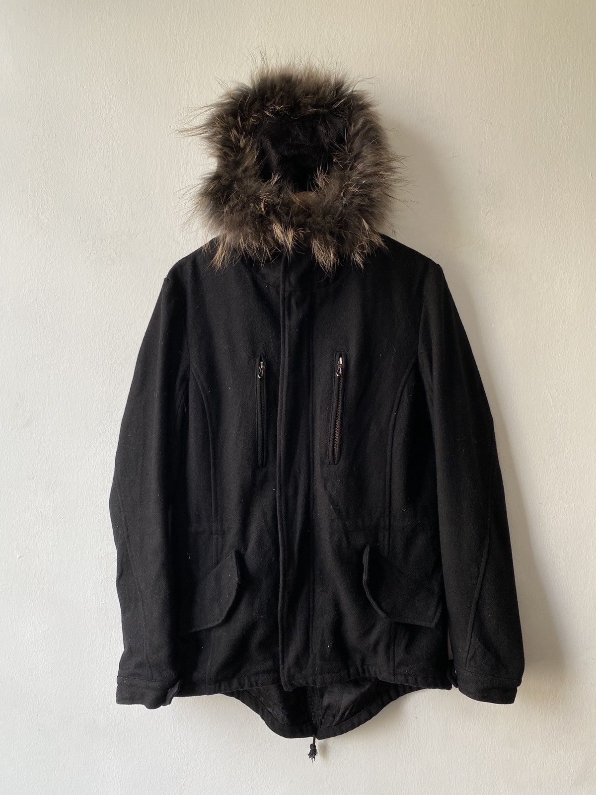 GOSTAR DE FUGA 2000s - Gostar De Fuga Wool Racoon Fur Fish Tail Jacket Size US M / EU 48-50 / 2 - 4 Thumbnail