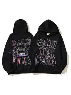 Japanese Brand Hip Hop Retro Creative Print Loose XL Hooded Sweatshirt Size US XL / EU 56 / 4 - 2 Thumbnail