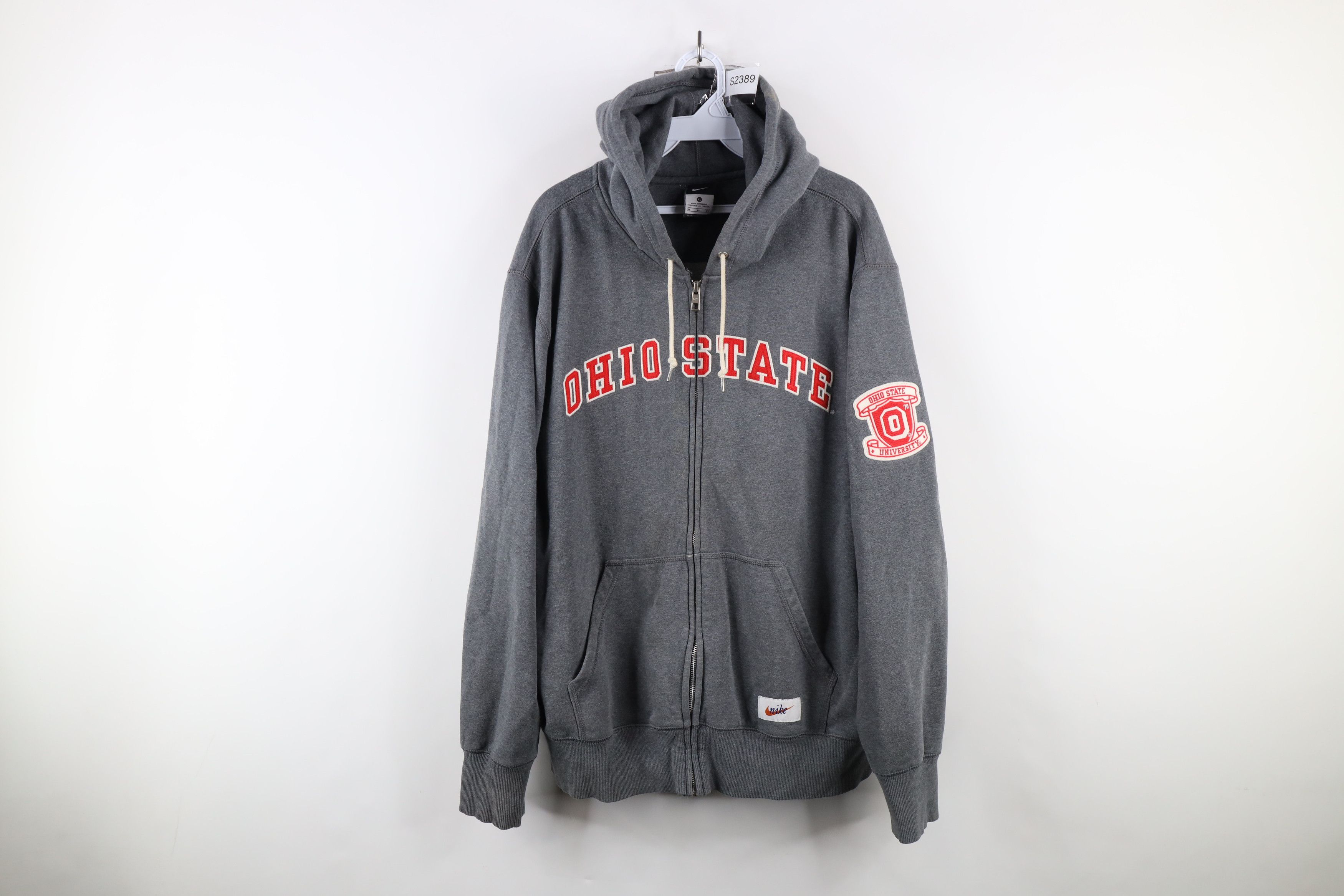 Nike × Vintage Vintage Nike Spell Out Ohio State University Full Zip Hoodie Size US XL / EU 56 / 4 - 1 Thumbnail