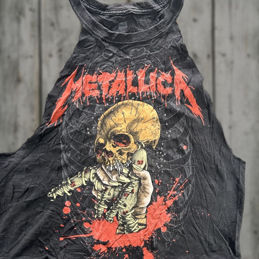 Hanes VINTAGE Metallica Shirt Mens M Black Cut Off Sleeveless Skull Graphic Band Tee Punk Shirts Punk Rock Fan Mens Size US M / EU 48-50 / 2 - 1 Thumbnail