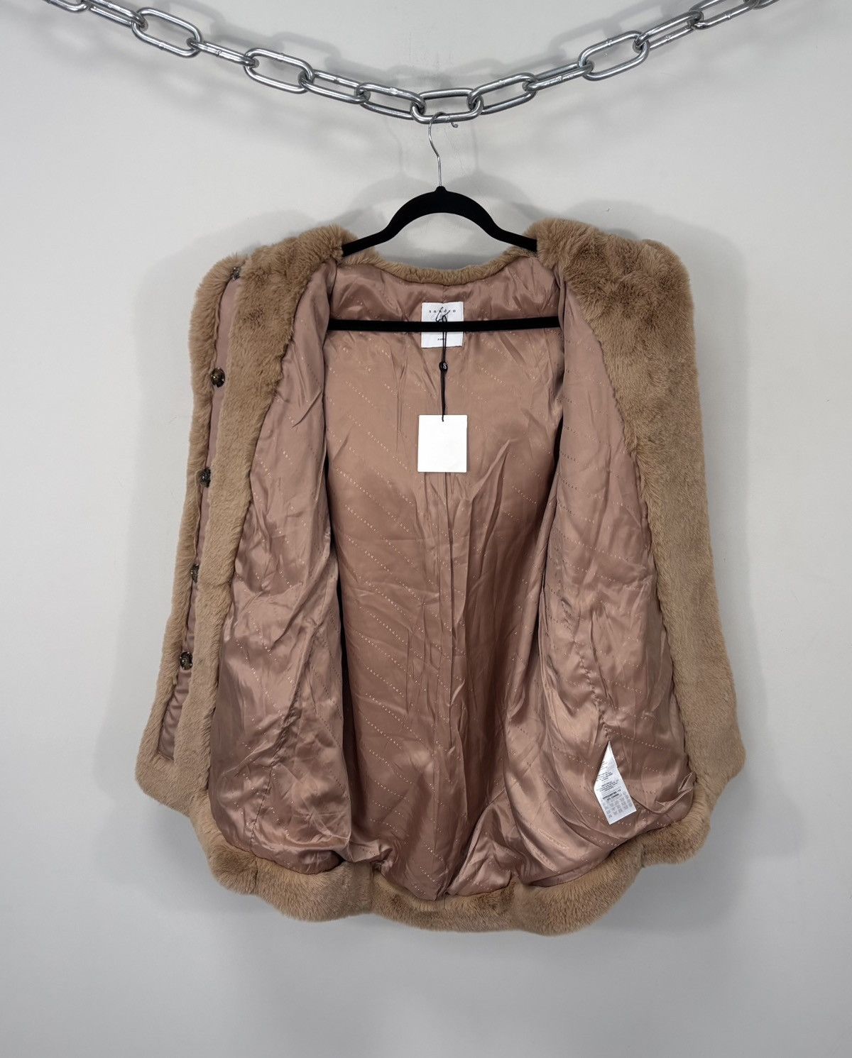 Sandro Sandro Paris NWT Women’s Mirage Long Jacket Faux Fur Hooded Size XS / US 0-2 / IT 36-38 - 14 Thumbnail