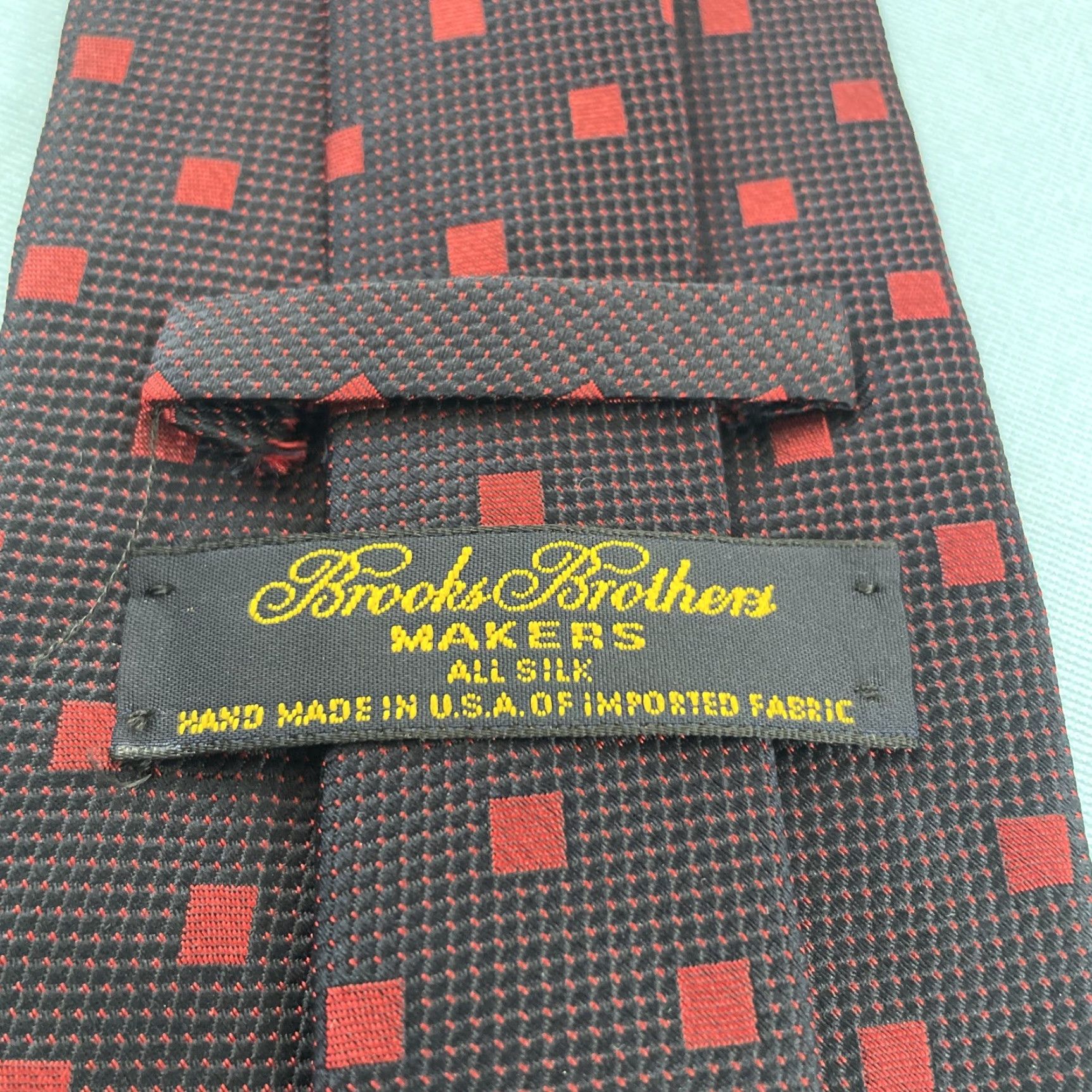Brooks Brothers VINTAGE Brooks Brothers Makers Silk Tie Woven USA Geometry Red Black 59" 100% Silk Designer Men Tie Wide 1990s Size ONE SIZE - 5 Thumbnail
