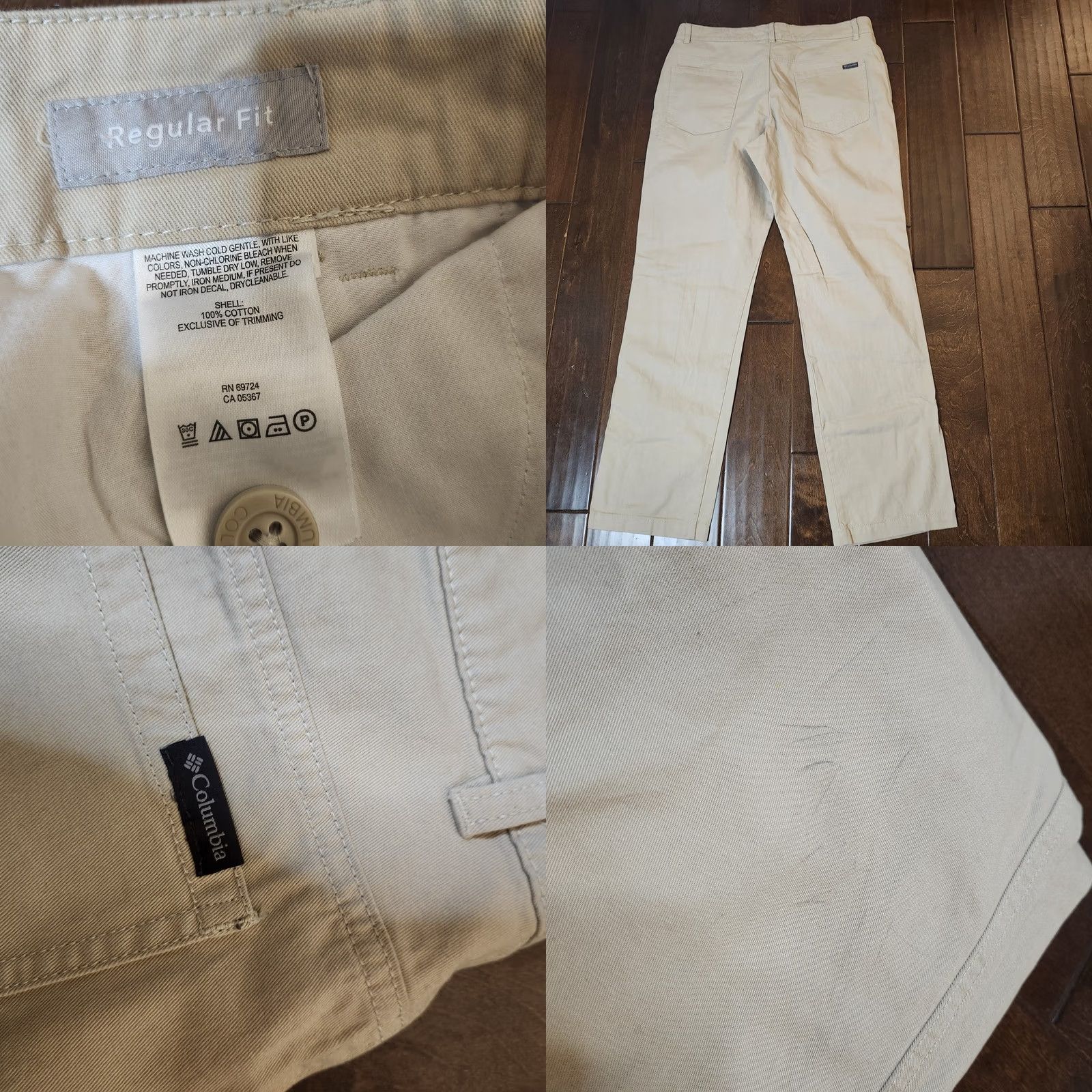 Vintage Columbia Mens Classic Beige Regular Fit Chino Pants - Size 36X34 - Minor Stains Size US 36 / EU 52 - 10 Thumbnail