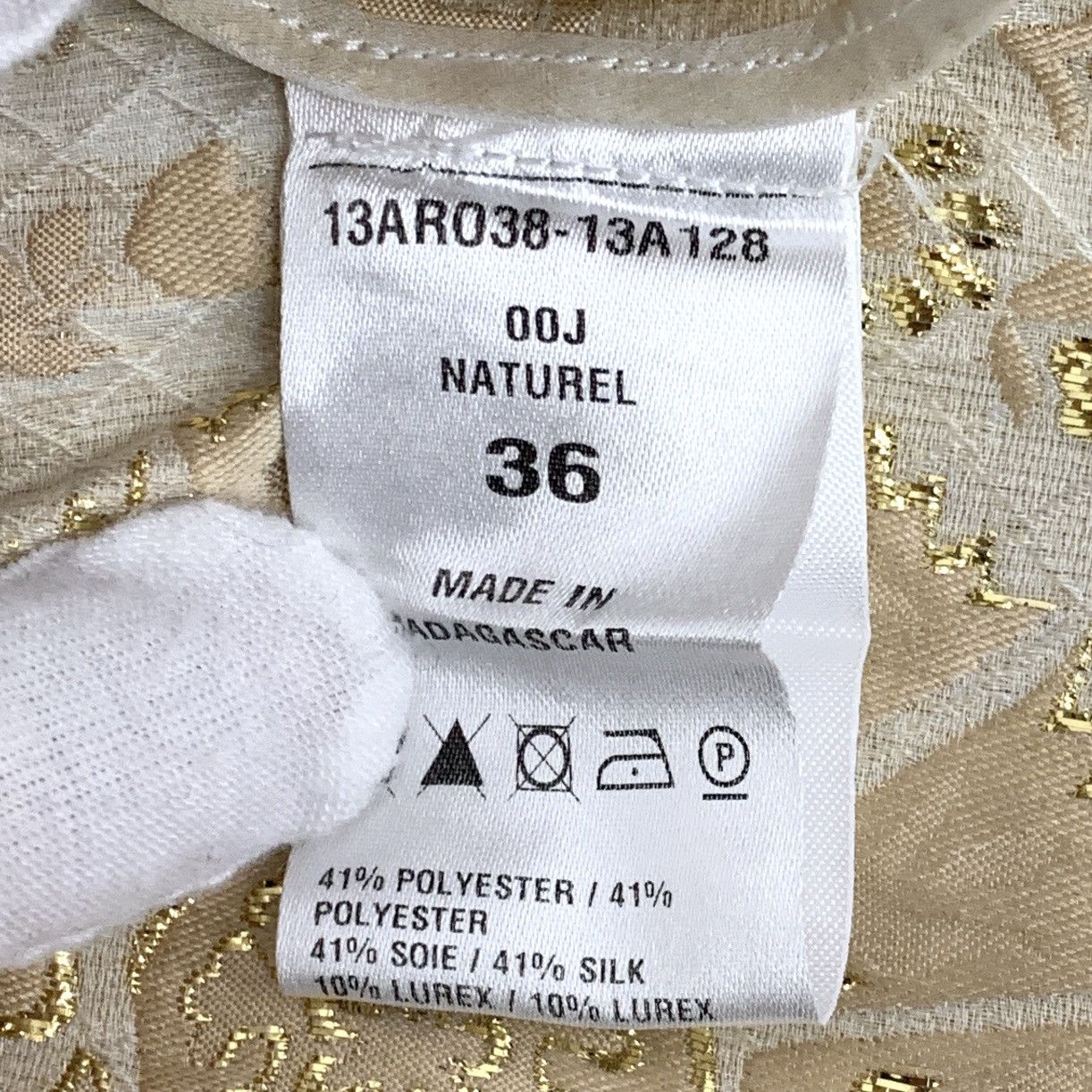 Chloe Chloe Jacquard Gold Thread Printed Short Sleeve Dress K26WX Size S / US 4 / IT 40 - 6 Thumbnail