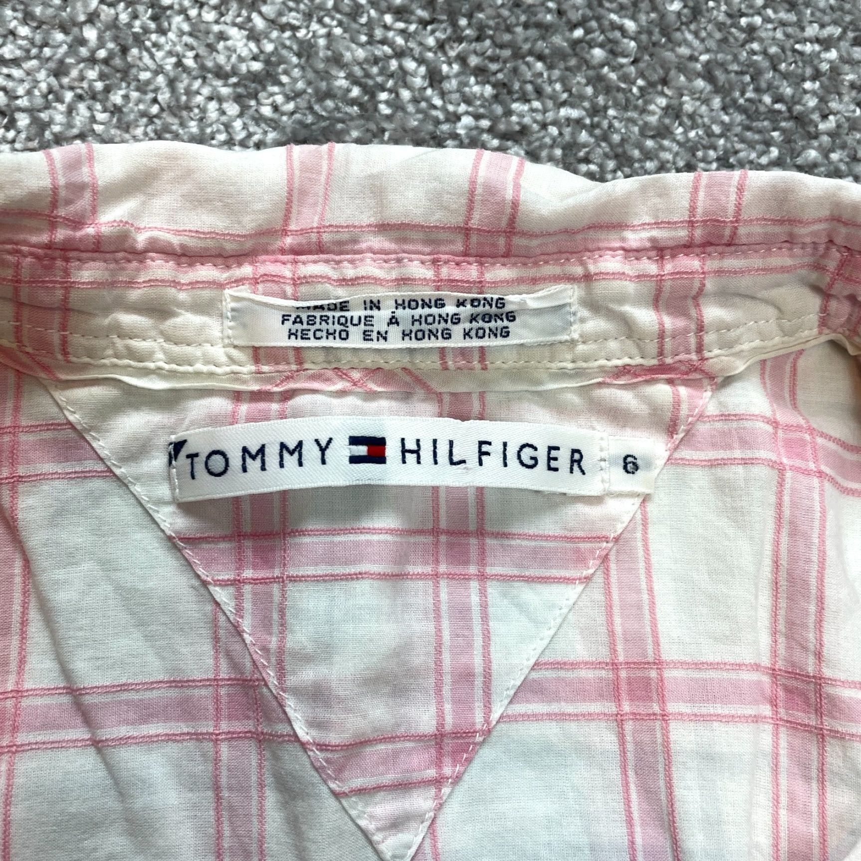 Tommy Hilfiger VINTAGE Tommy Hilfiger Blouse Button Up Shirt Womens 6 White Pink Plaid Soft Flannel Top Size M / US 6-8 / IT 42-44 - 5 Thumbnail