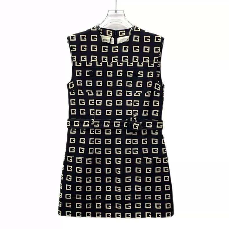 Gucci Gucci Black Logo Sleeveless Cotton Dress- DMC Size 42" / US 20 - 1 Thumbnail
