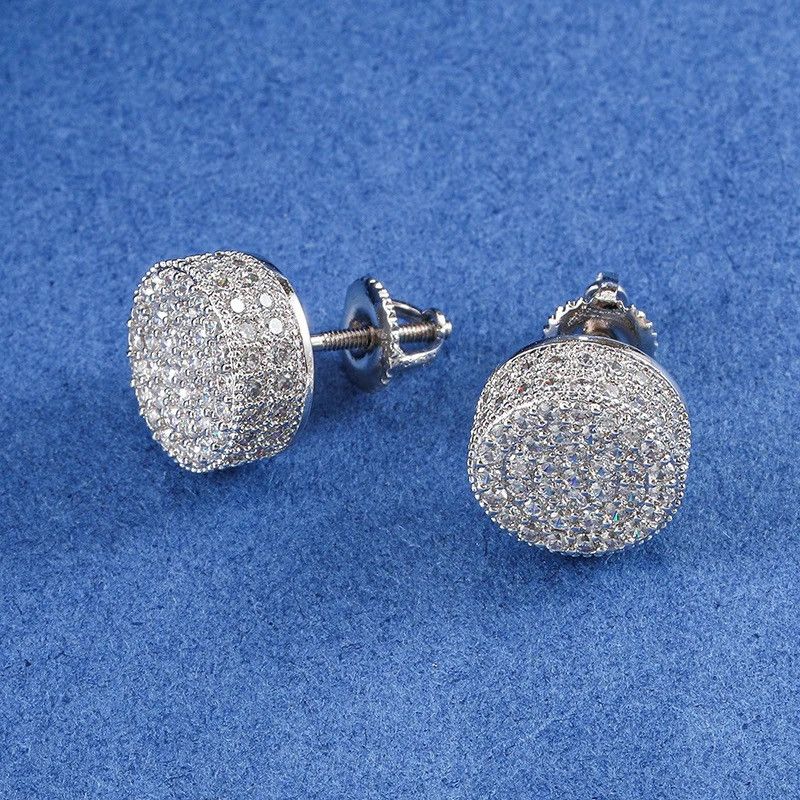 Jewelry Silver Color 1Pair Micro Full Paved Rhinestone in Gold, Men's