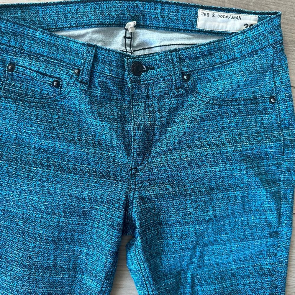 Rag & Bone Rag & Bone Turquoise Blue Black Tweed Print Stretch Pant 30 Size 30" / US 8 / IT 44 - 3 Thumbnail