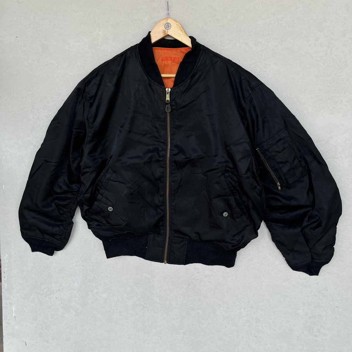 Other Vintage Black Bomber Jacket With Orange Lining Size M Size US M / EU 48-50 / 2 - 2 Thumbnail