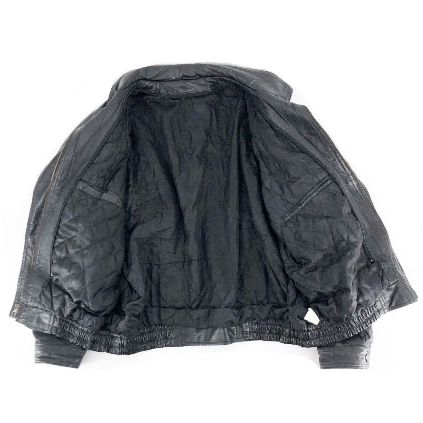 Vintage 90s black leather biker jacket 1990s vintage Size US XL / EU 56 / 4 - 3 Thumbnail