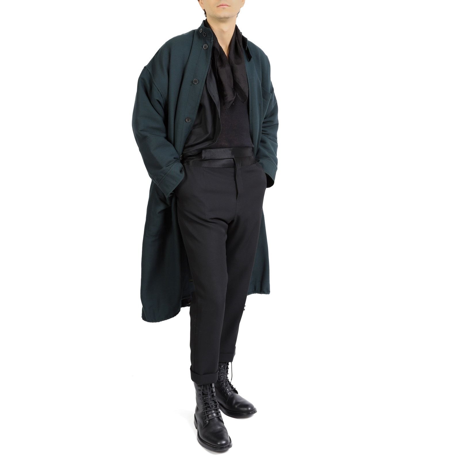 Haider Ackermann FW17 Oversized Quilted Coat in Teal Wool Size US XS / EU 42 / 0 - 7 Thumbnail