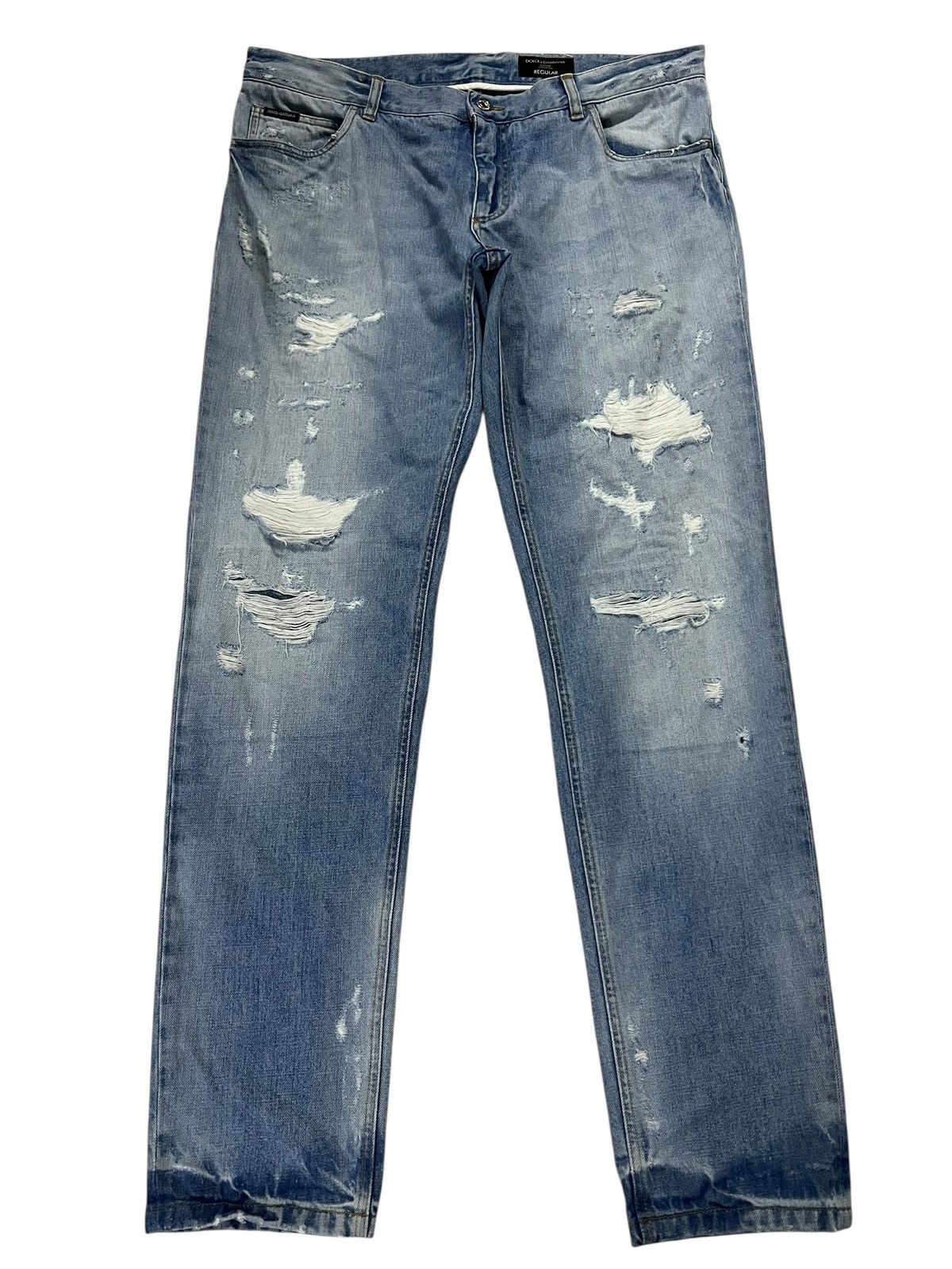 DOLCE & GABBANA FADED DISTRESSED JEANS