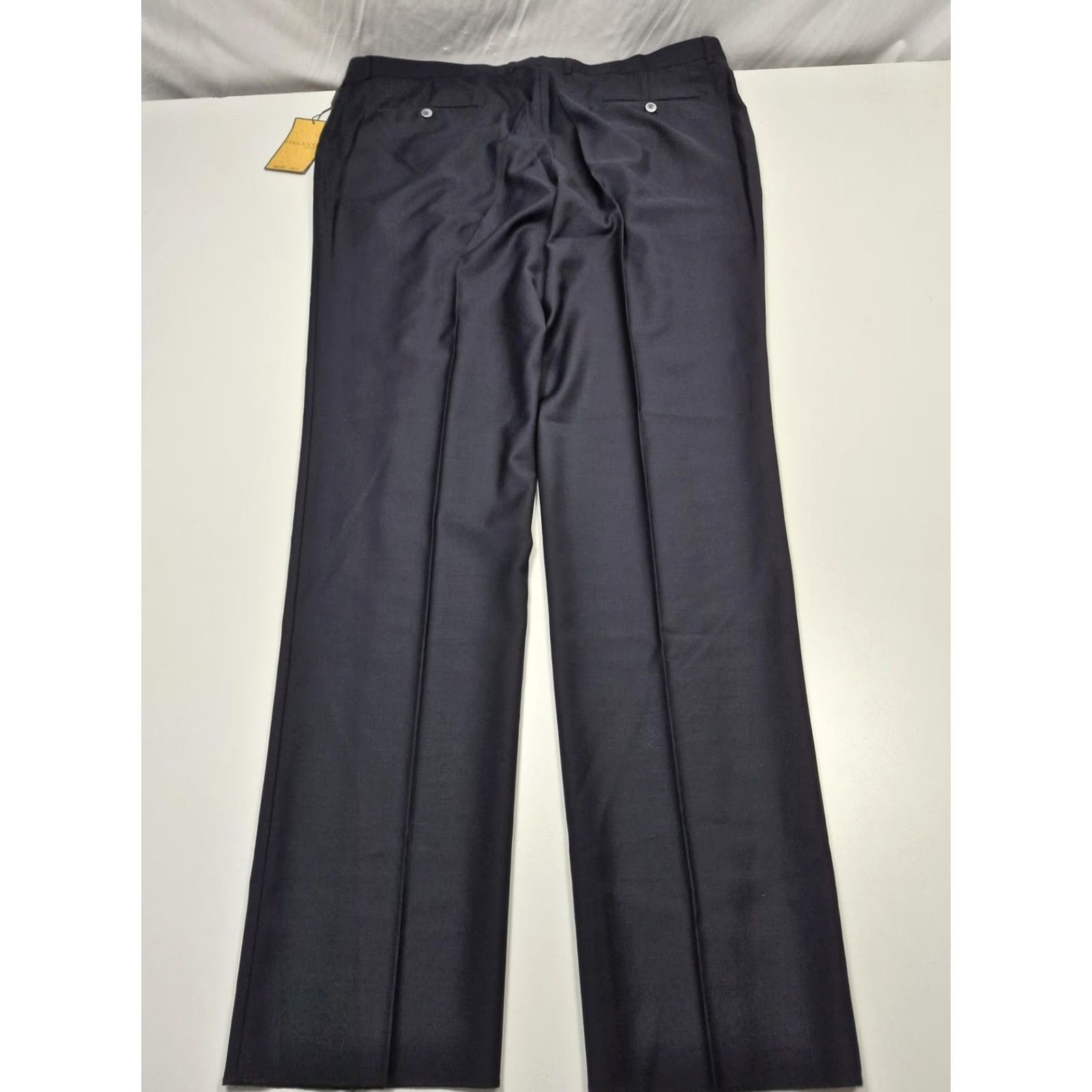 Vintage Galante Pants Mens 44x36 Black Wool Flat Front Straight Unhemmed NWT Dress Size US 44 / EU 60 - 6 Thumbnail