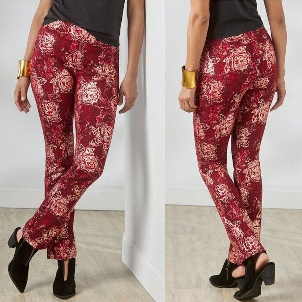 Other NWT New Soft Surroundings Perfect Ponte Straight Leg Red Se Size 32" / US 10 / IT 46 - 2 Thumbnail