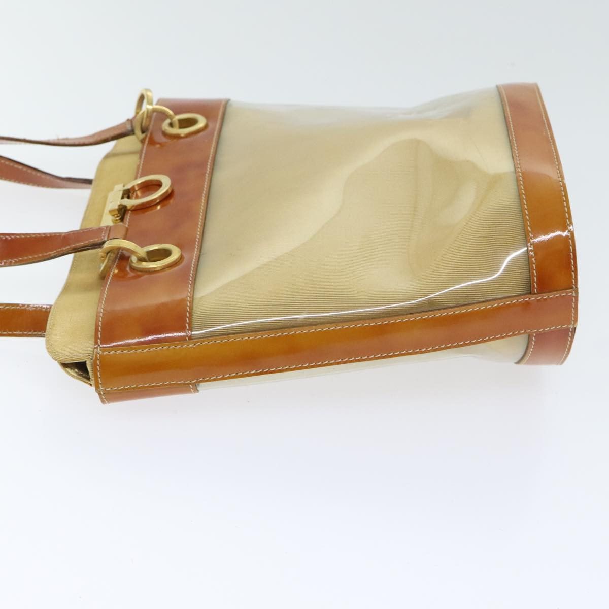Salvatore Ferragamo Salvatore Ferragamo Gancini Shoulder Bag Vinyl Beige Orange Size ONE SIZE - 4 Thumbnail