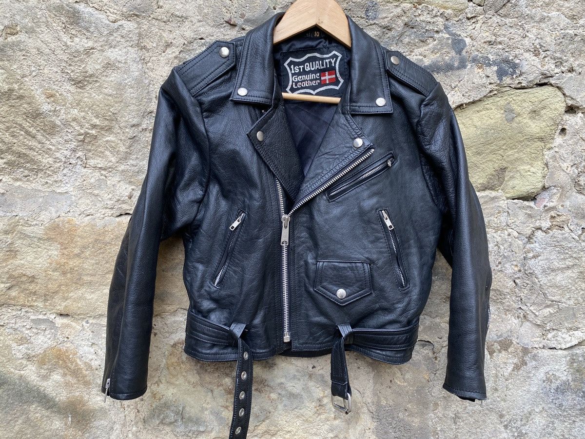 Vintage Vintage 90s Cropped Biker Leather Jacket Perfecto style Size S / US 4 / IT 40 - 5 Thumbnail