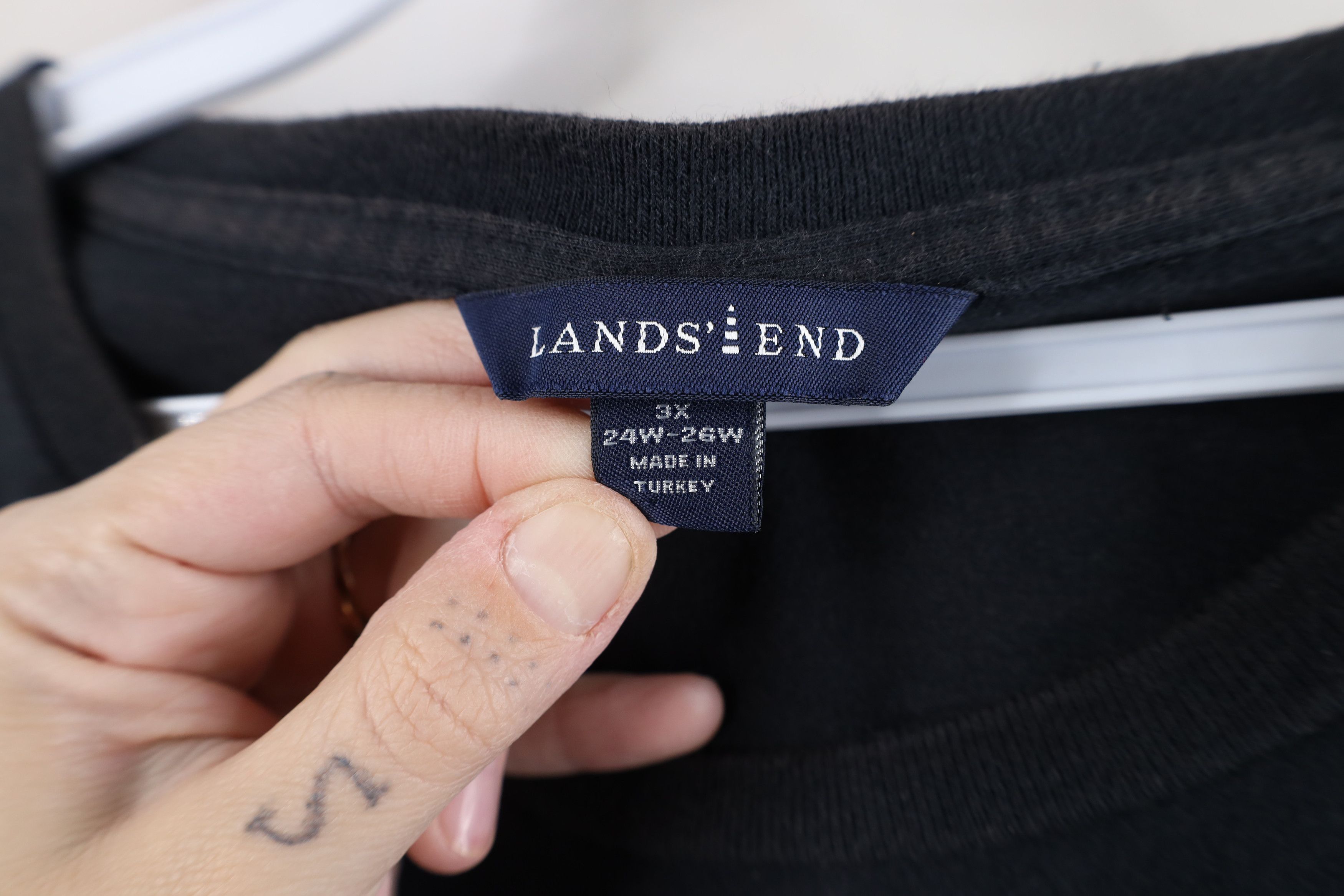 Lands' End × Vintage Vintage 90s Lands End Blank Cotton Short Sleeve T-Shirt Blue Size 3XL / US 20-22 - 6 Thumbnail