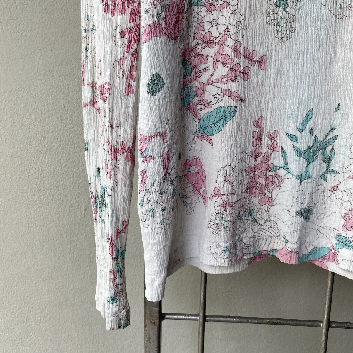 Tsumori Chisato Tsumori Chisato White Floral Print Long Sleeve Blouse Size XS / US 0-2 / IT 36-38 - 9 Thumbnail